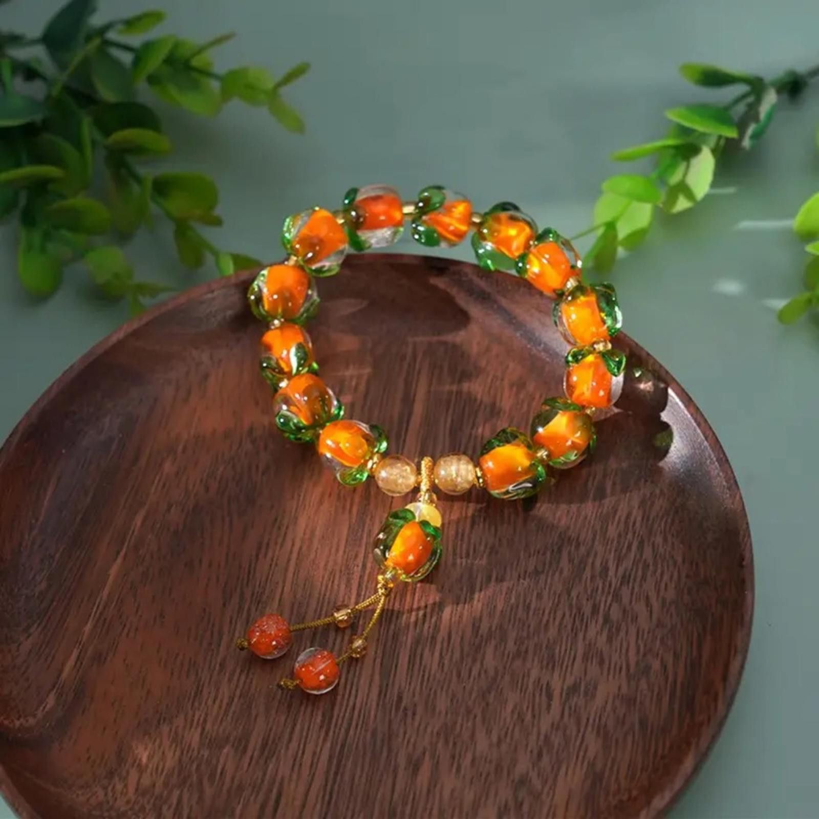 Designer Fruity Orange And Green Beaded Bracelet NWT Size ONE SIZE - 4 Thumbnail