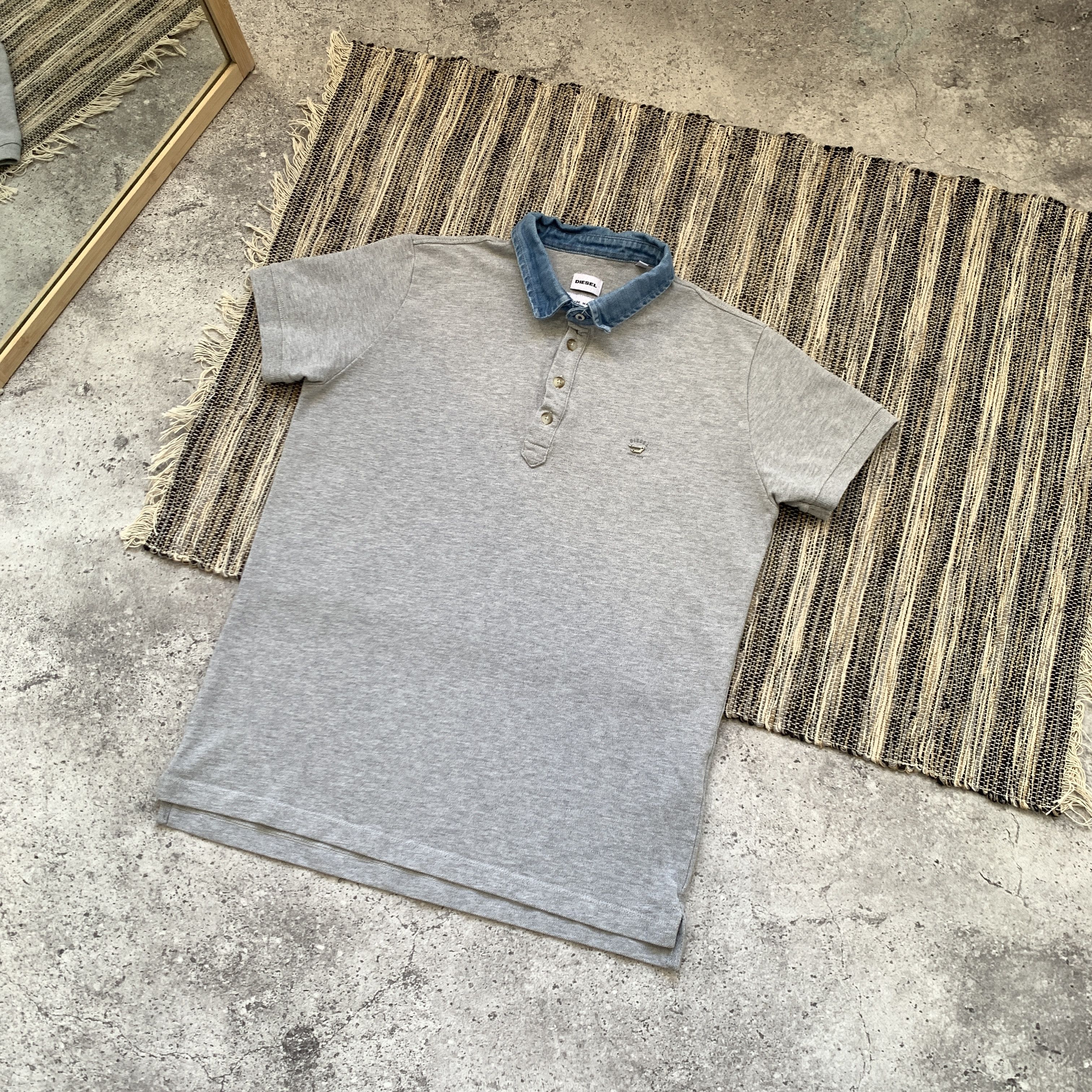 Diesel Diesel Grey Polo Tee Shirt Metal Logo Denim Neck Size US M / EU 48-50 / 2 - 3 Thumbnail