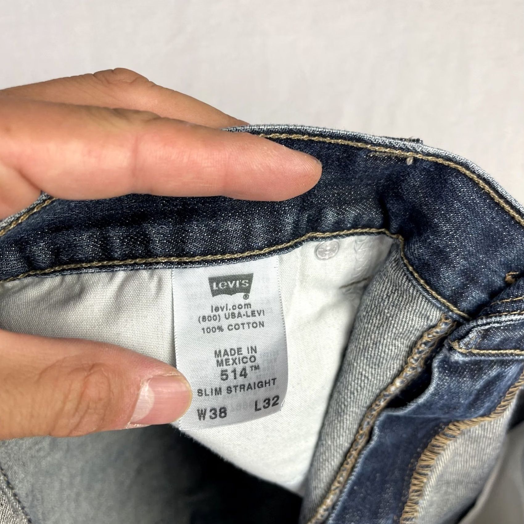 Levi's Levi's 514 Jeans Mens 38x32 Blue Denim Slim Straight Distressed Red Tab USA Logo 5-Pocket Jeans Mens Regular Jeans Size US 38 / EU 54 - 7 Thumbnail