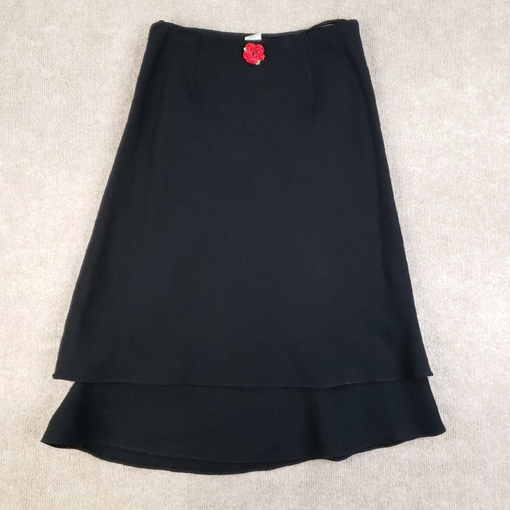 Vintage Teri Jon Black Wool Skirt Suit Set Womens Size 6 Business 2 Piece Floral Size 28" / US 6 / IT 42 - 2 Thumbnail