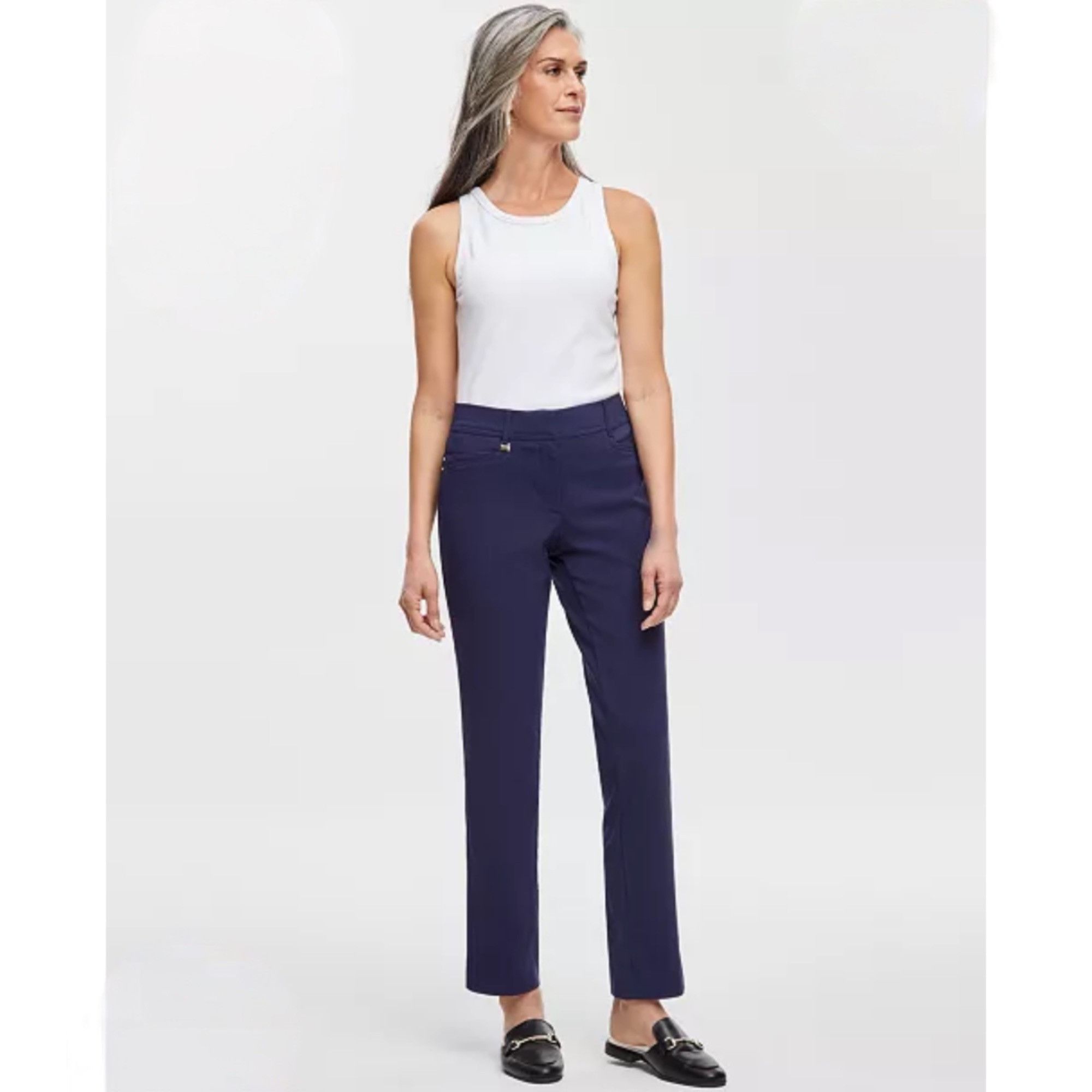 JM Collection NWT JM Collection Straight Leg Pants Navy Blue Size 14S Size 36" / US 14 / IT 50 - 1 Thumbnail