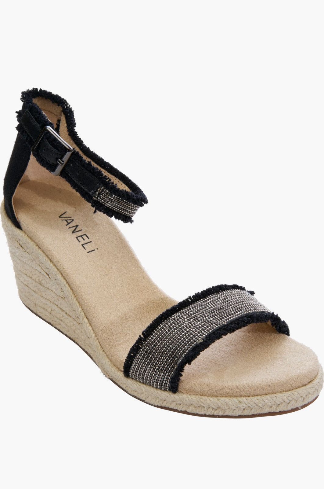 VANELI Vaneli Layry Black Canvas Wedge Sandal - Size 8.5 Size US 8.5 / IT 38.5 - 1 Thumbnail