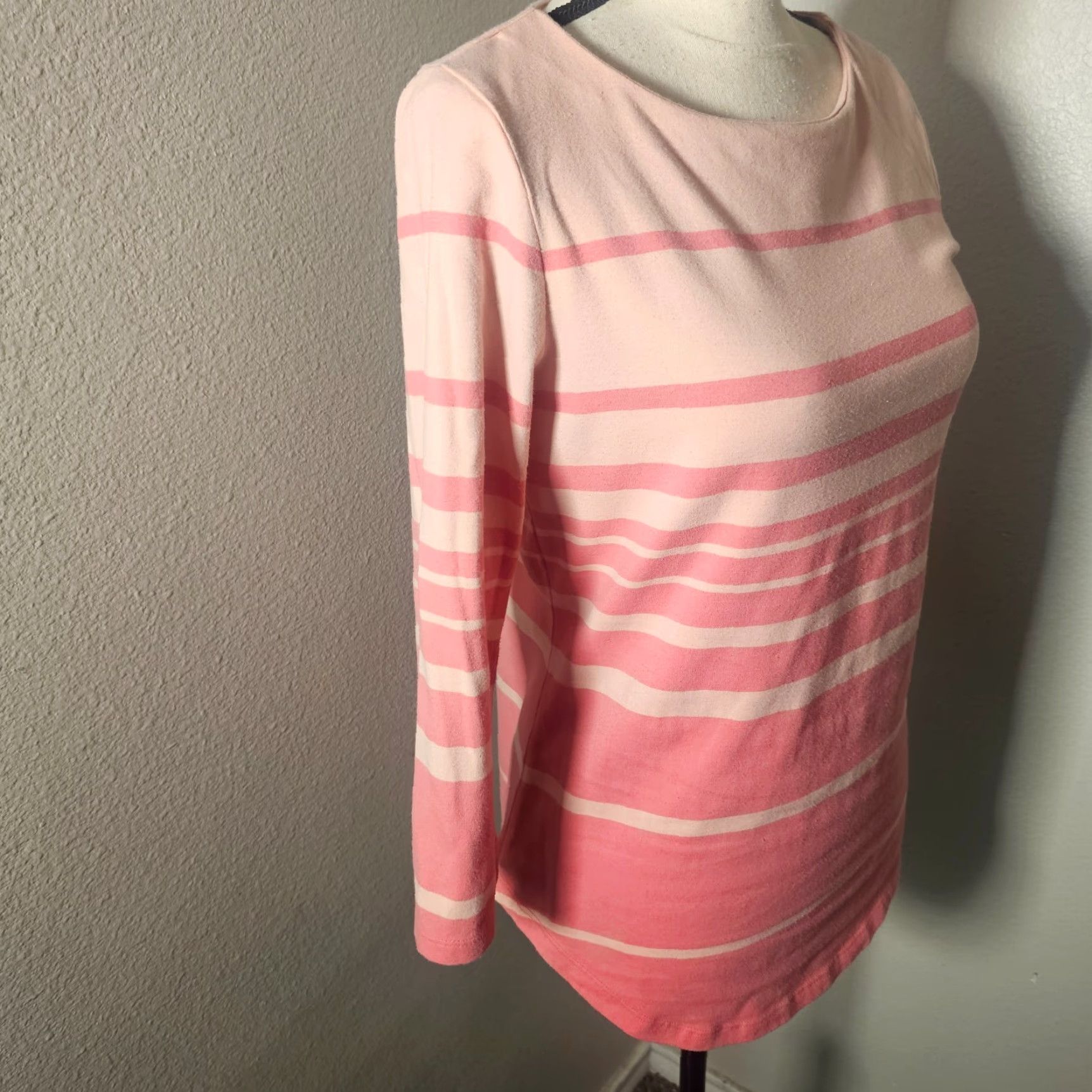 Tommy Hilfiger Tommy Hilfiger Top Women M Pink Stripe 3/4 Sleeve Round Neck Stretch Casual Size M / US 6-8 / IT 42-44 - 4 Thumbnail
