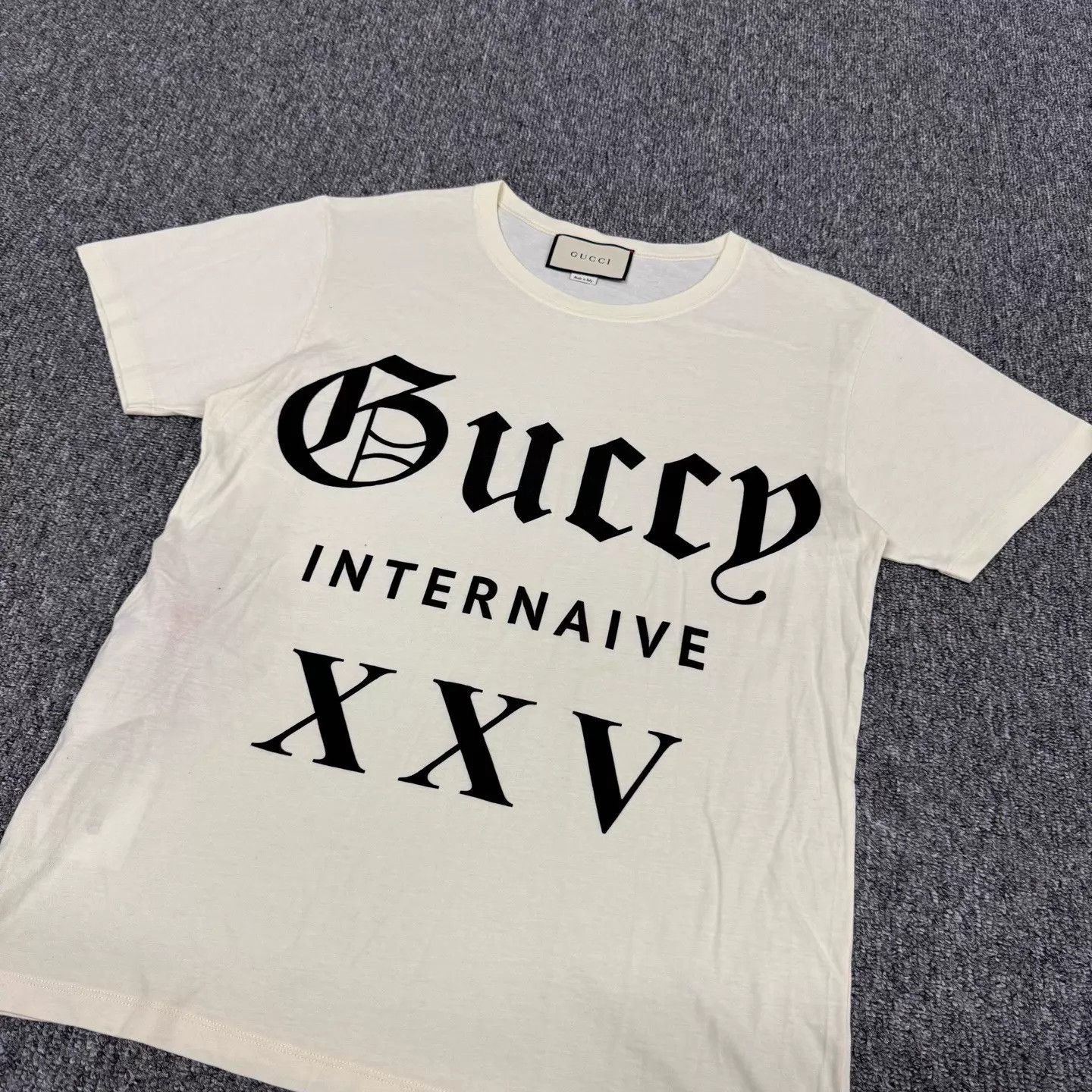 Gucci Gucci Ivory GG logo print crew short-sleeve tee S Size US S / EU 44-46 / 1 - 3 Thumbnail
