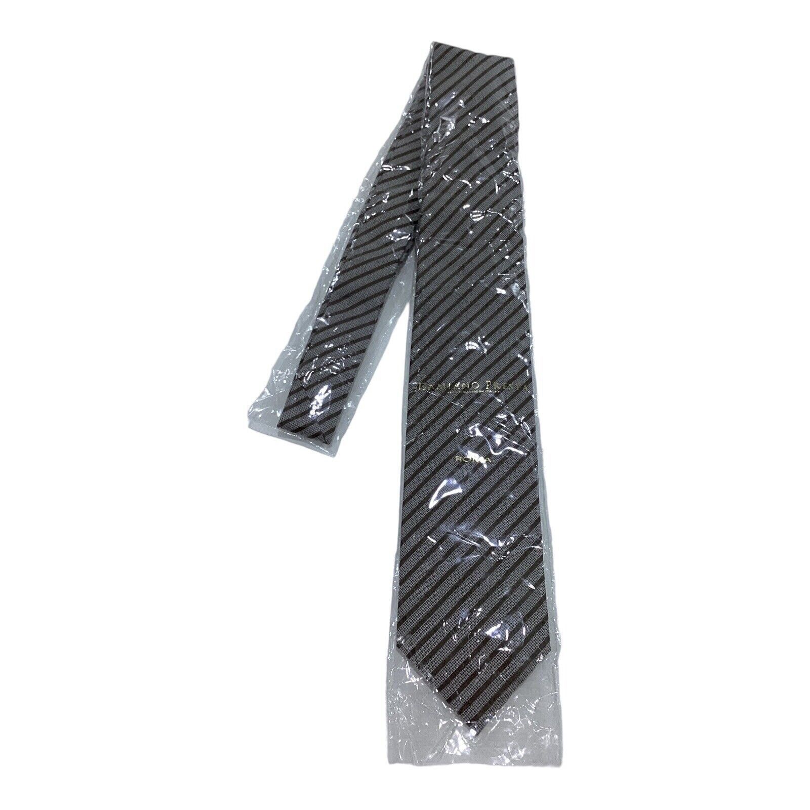Other DAMIANO PRESTA 7Folds Gray Striped Luxury Silk Tie Hand Made Size ONE SIZE - 7 Thumbnail