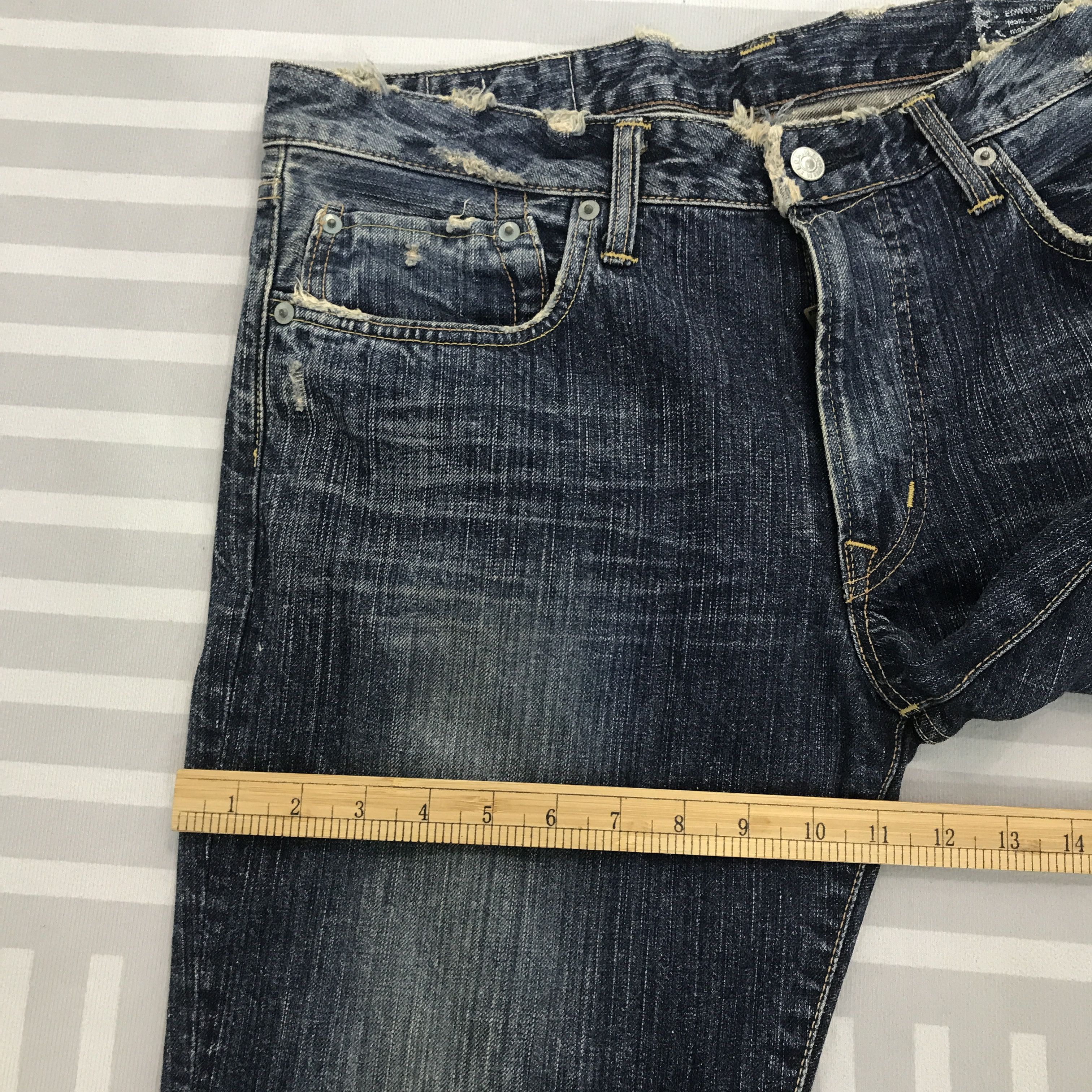Edwin × Vintage Flare Edwin Japan distressed bootcut Denim pants Size US 34 / EU 50 - 9 Thumbnail