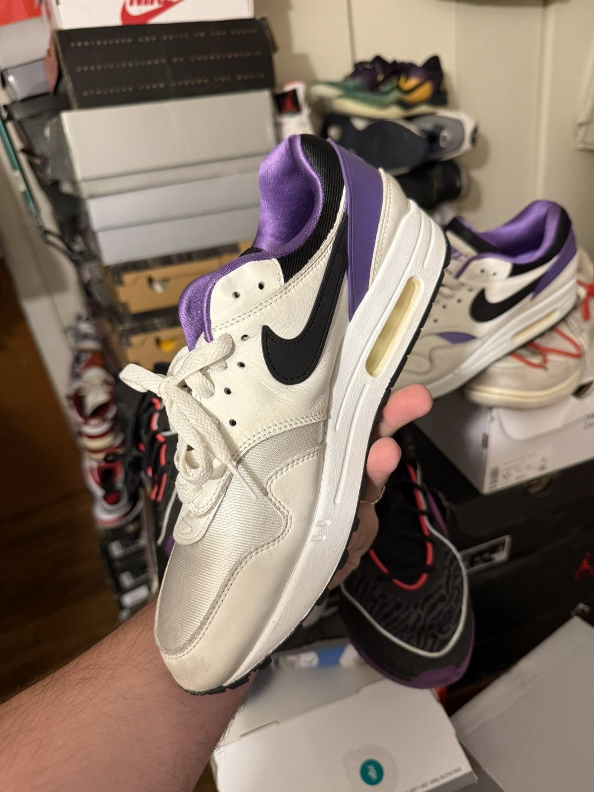 Nike Nike airmax 1 size 9 white & purple Size US 9 / EU 42 - 3 Thumbnail