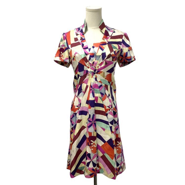 Chanel Chanel Multicolor Geometric Silk Midi Dress Size 38 Size S / US 4 / IT 40 - 1 Thumbnail
