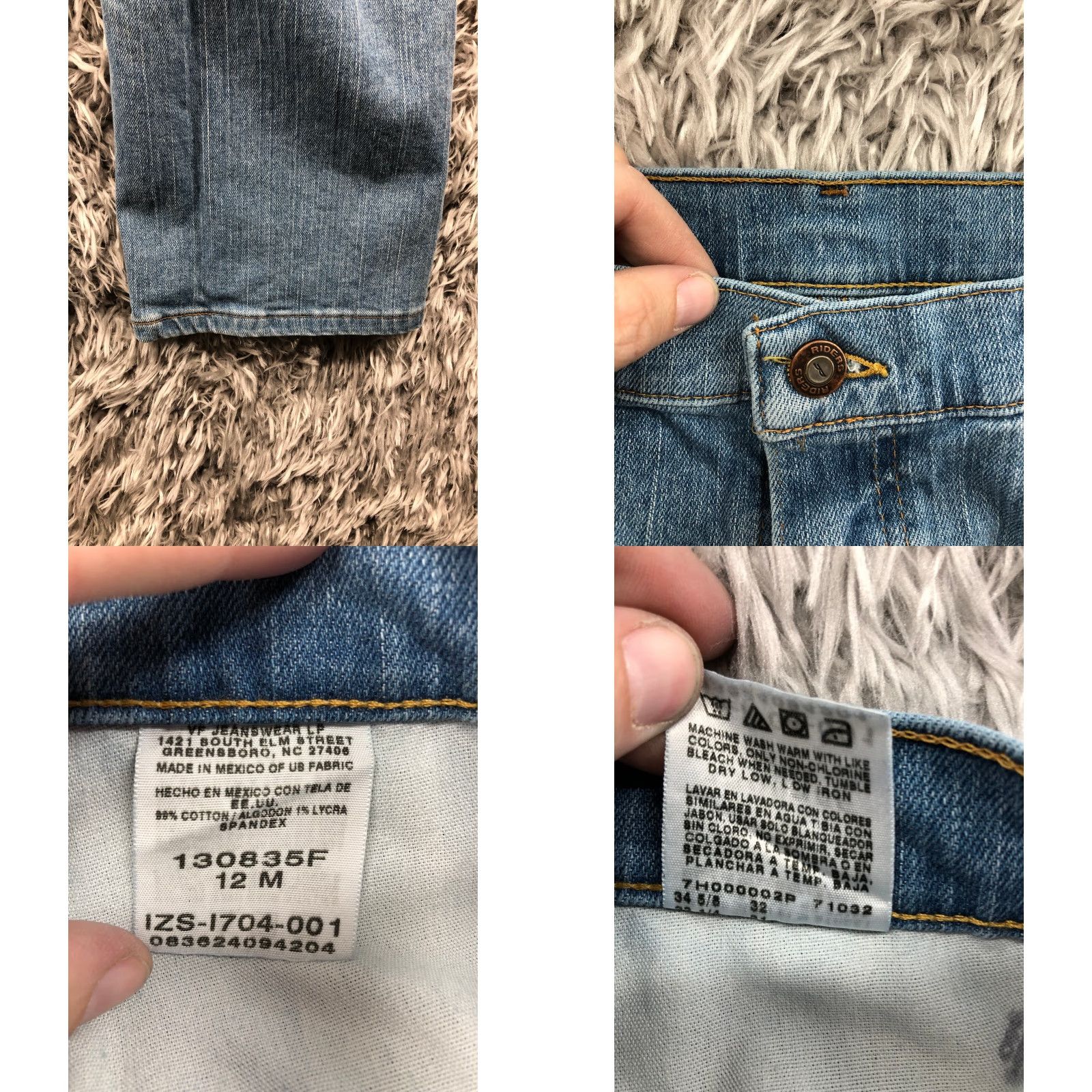 Vintage Riders Jeans Size 12 Womens Mid Rise Dark Wash Blue Denim Straight - Brand Riders - 5-Pocket - Dark Denim - Womens - Jeans Size 34" / US 12 / IT 48 - 8 Thumbnail