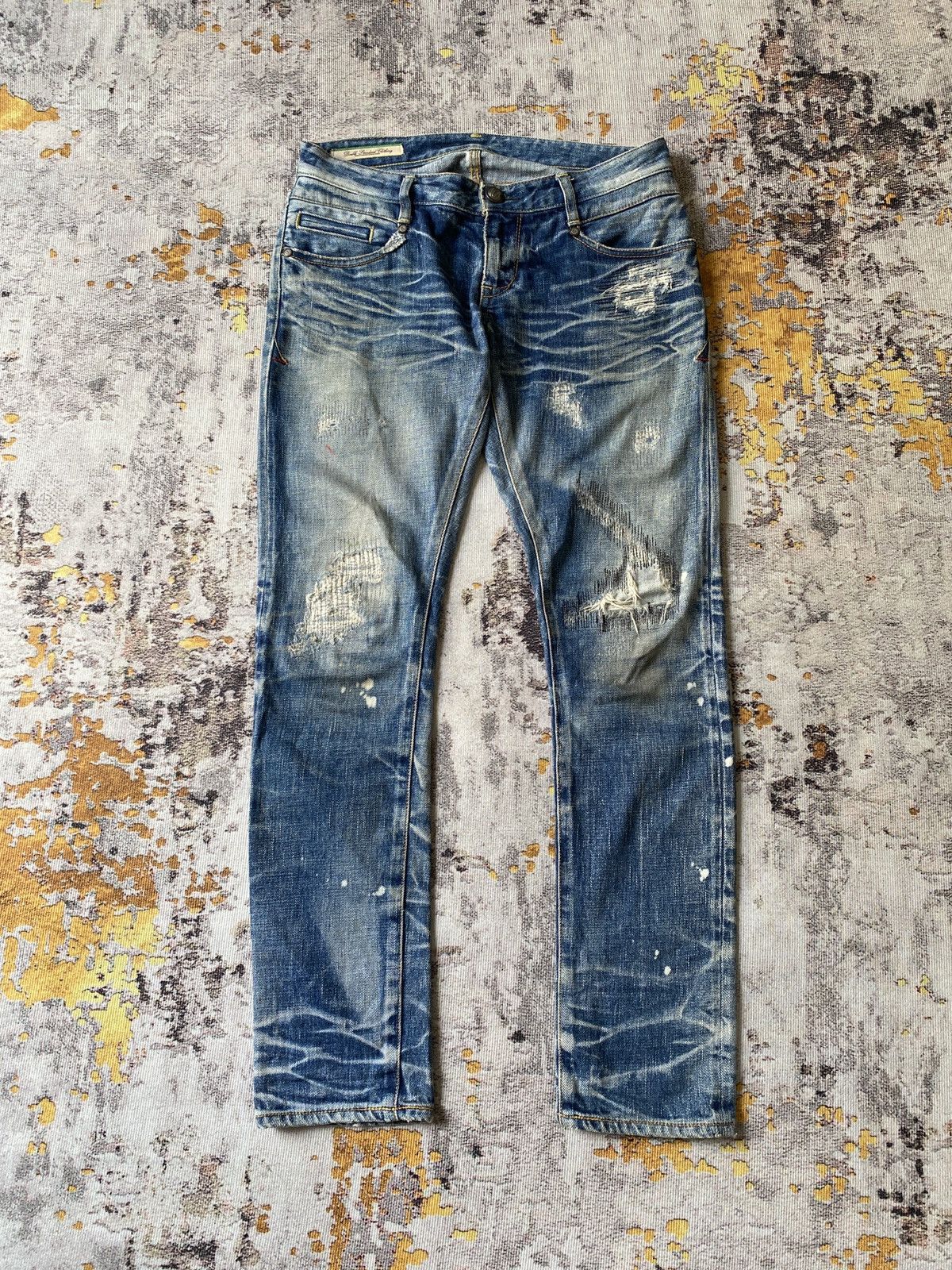 Japanese Brand Double Standard Clothing Japan Distressed Honeycomb Selvedge Size US 30 / EU 46 - 1 Thumbnail