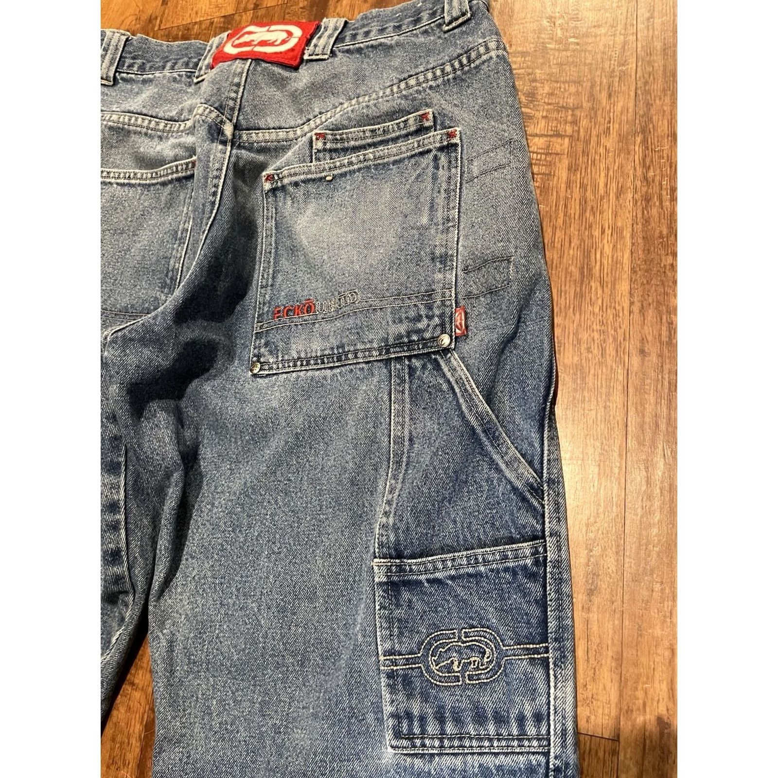 Ecko Unltd. VTG Ecko Unltd Jeans Denim Mens 34 32x28 Wide Leg Loose Fit Blue 90s Y2K F599 Size US 34 / EU 50 - 4 Thumbnail