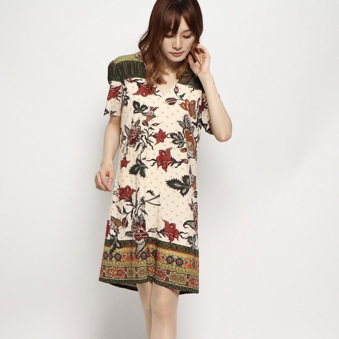Designer × Desigual Desigual Womens Floral Printed V-Neck Tunic Dress Size S / US 4 / IT 40 - 1 Thumbnail
