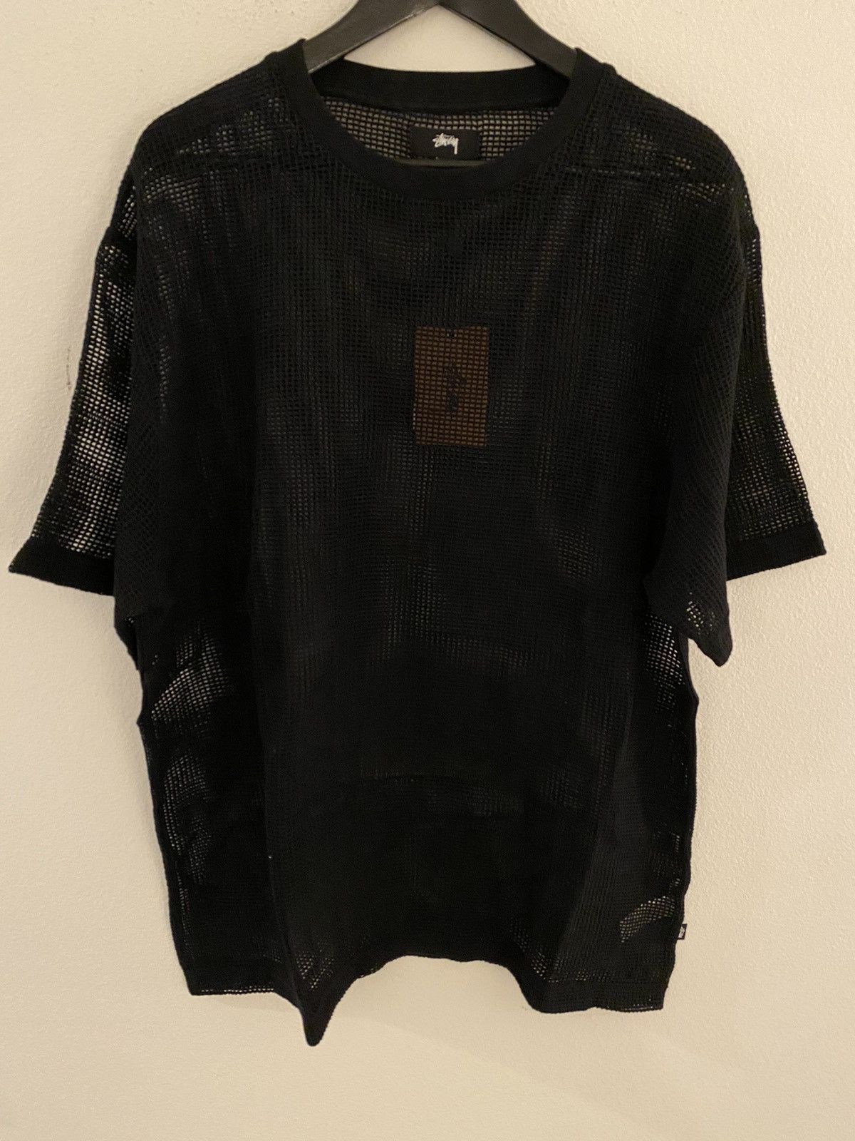 image of Stussy Cotton Mesh Crew Tee NWT in Black, Men's (Size 2XL)