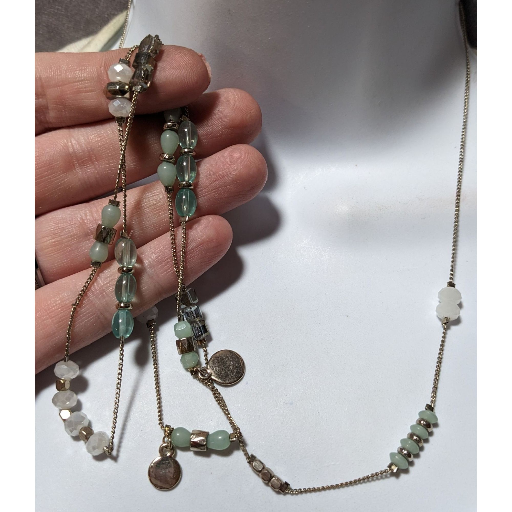 Other Minimalist Blue And Gold Beaded Station Necklace Size ONE SIZE - 9 Thumbnail