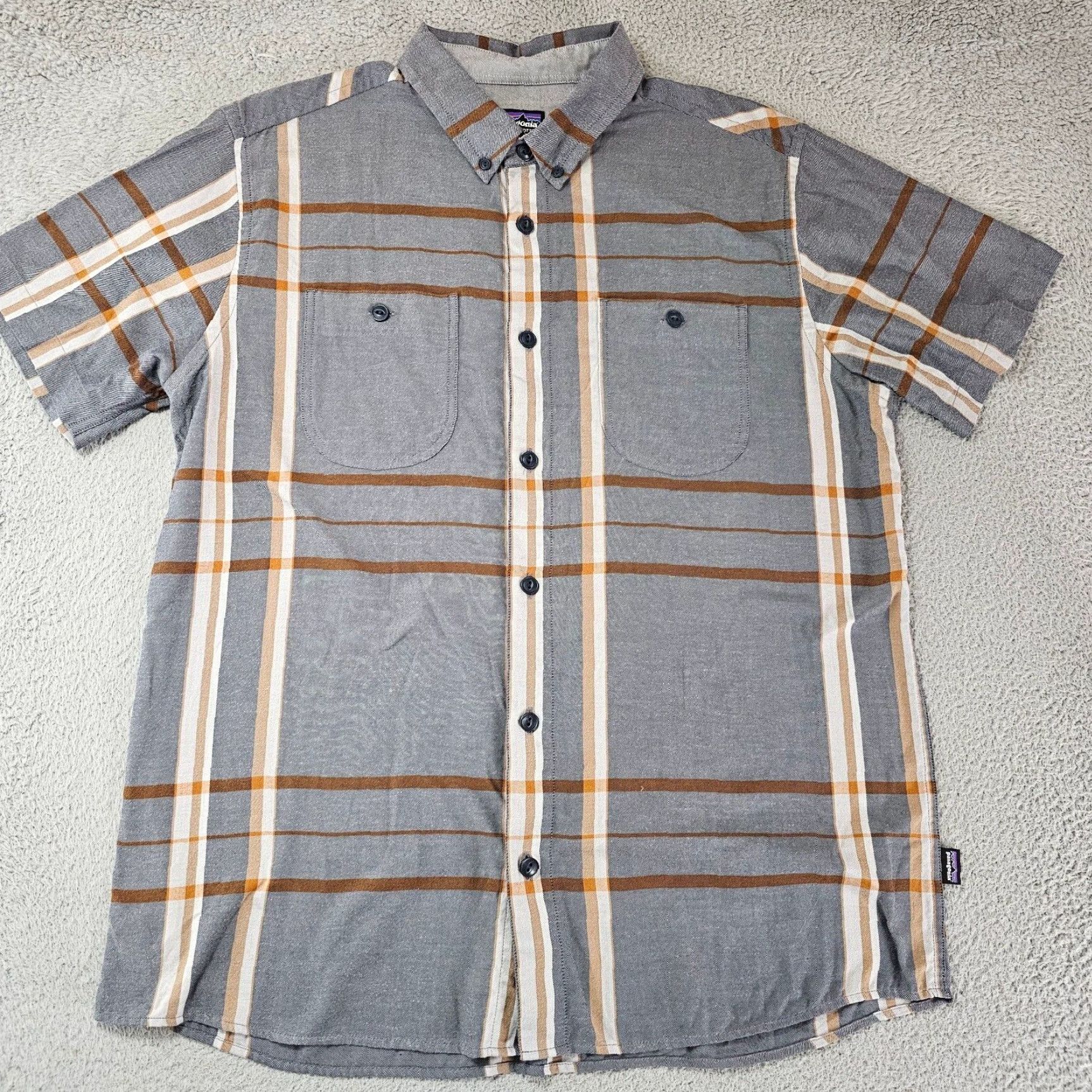 Patagonia Patagonia Shirt Mens XL Grey Check Organic Blend Short Sleeve Button-Up Casual Outdoors UV Protection Wrinkle Resistant Pockets Fall Spring Winter Size US XL / EU 56 / 4 - 2 Thumbnail