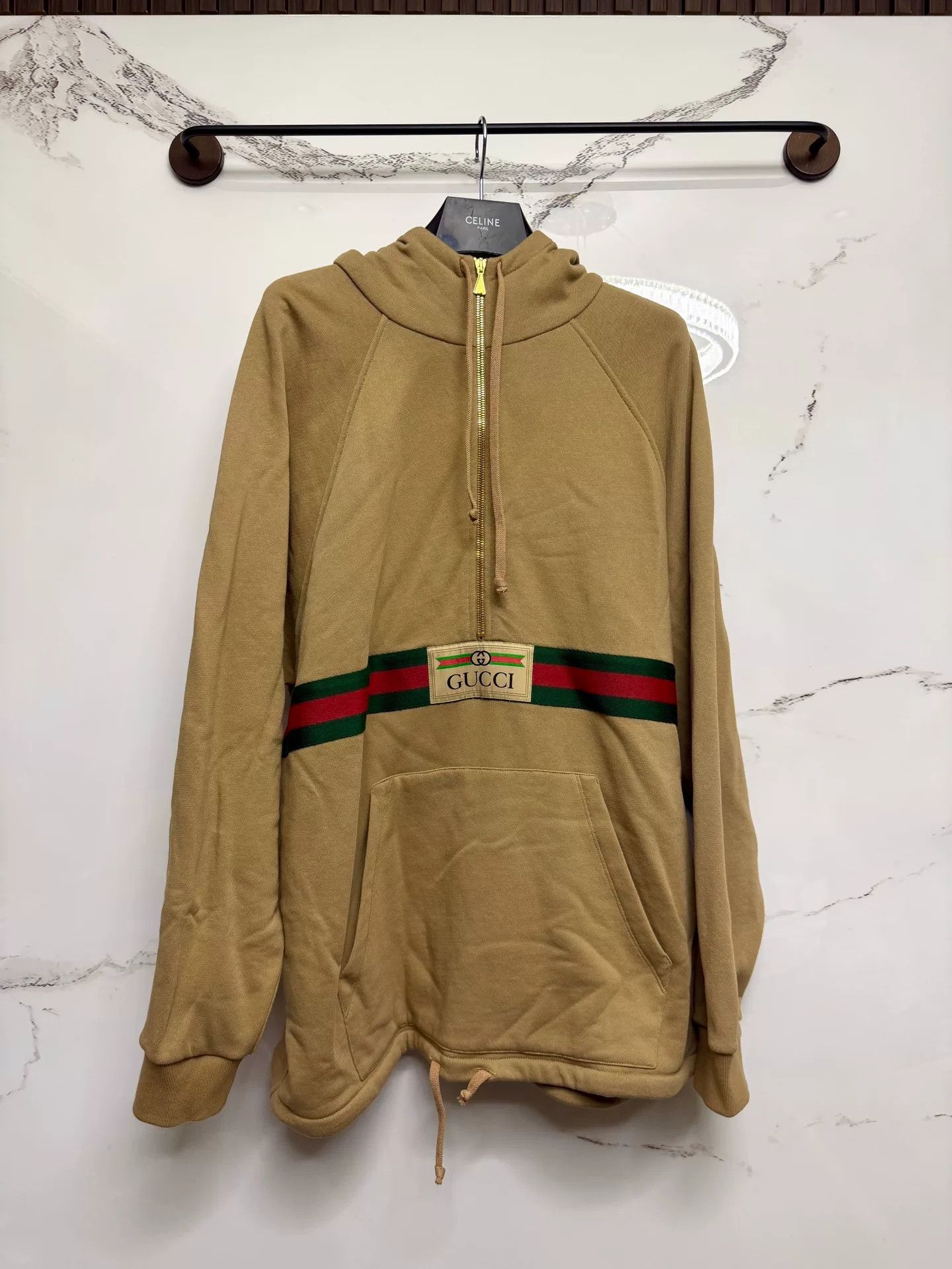 Gucci Gucci Khaki Half-Zip Hoodie Size US S / EU 44-46 / 1 - 1 Thumbnail