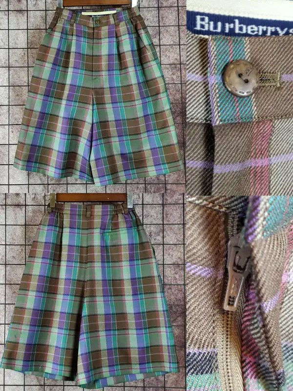 Burberry Burberry Purple Wool Check Casual Pants Size 23" - 1 Thumbnail