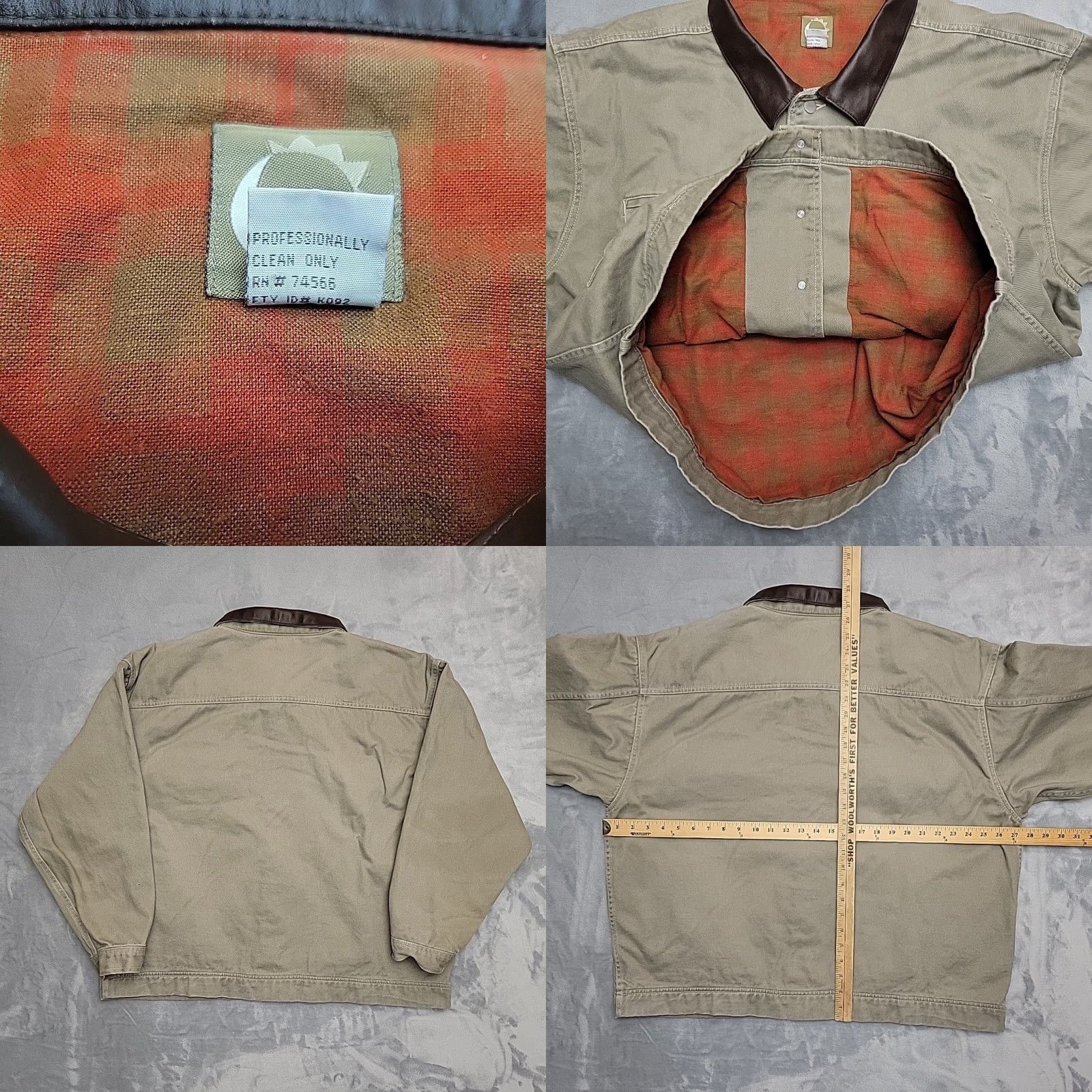 Marlboro VINTAGE Marlboro Jacket Mens 2XL Green Leather Collar Canvas Chore Coat Twill Workwear Military Jacket Size US XXL / EU 58 / 5 - 8 Thumbnail