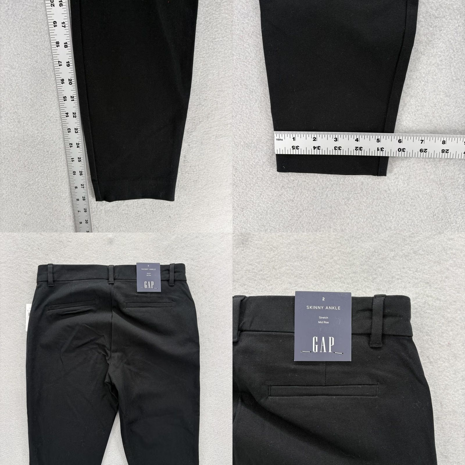Gap Gap Signature Ankle Pants Womens 2 Black Stretch Twill Career Slim Pockets Zipper Button Front Flat Front Fall 28in Inseam Mens? Size 26" / US 2 / IT 38 - 8 Thumbnail