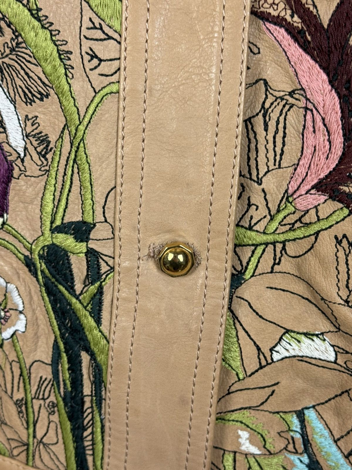 Gucci Gucci SS13 Floral Embroidery Leather Jacket Beige Size 36 Size XS / US 0-2 / IT 36-38 - 5 Thumbnail