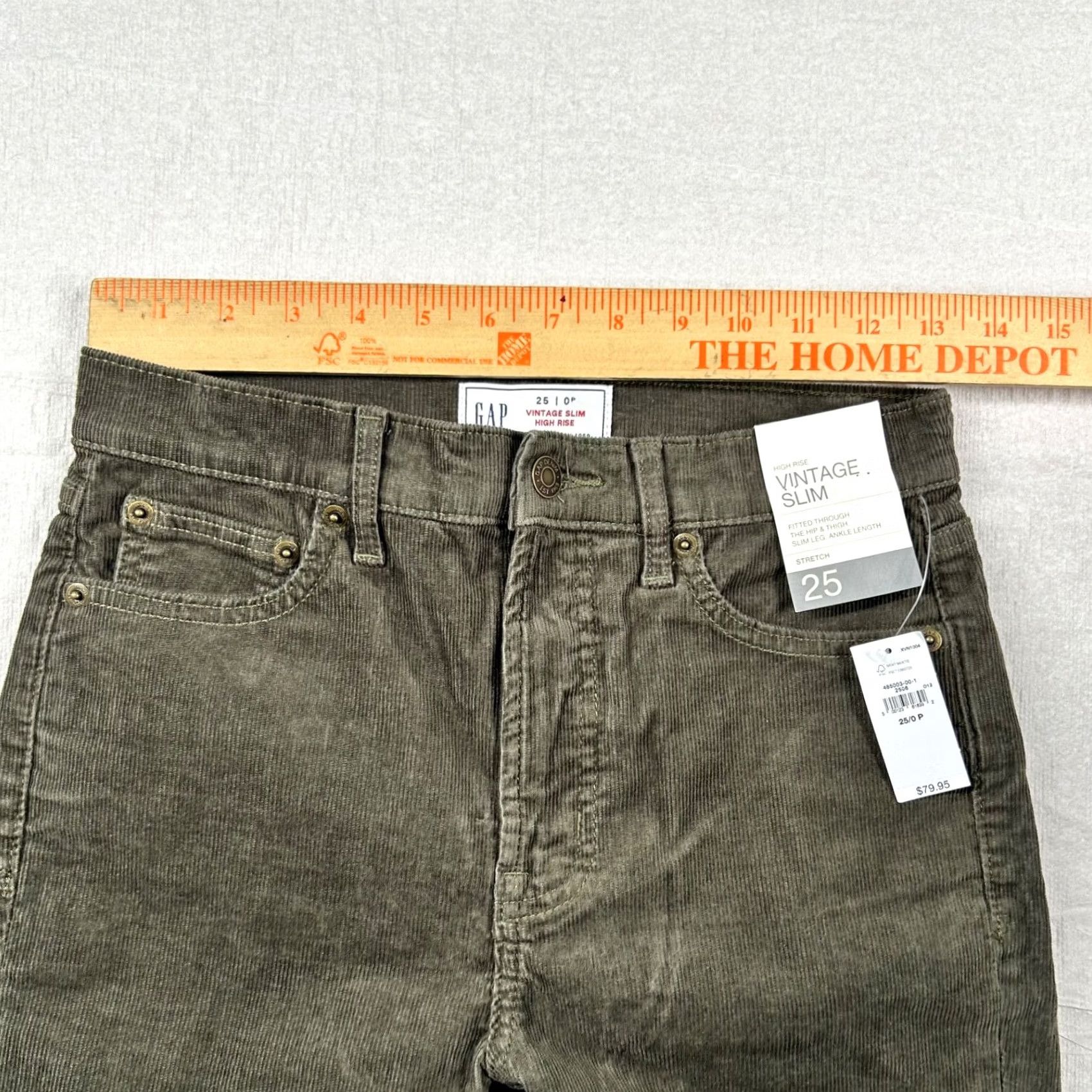 Gap Gap Pants Womens 0P Petite Corduroy Slim High Rise Olive Green 25 In Inseam Vintage No Boys Mens Womens Size 25" / US 0 / IT 36 - 7 Thumbnail