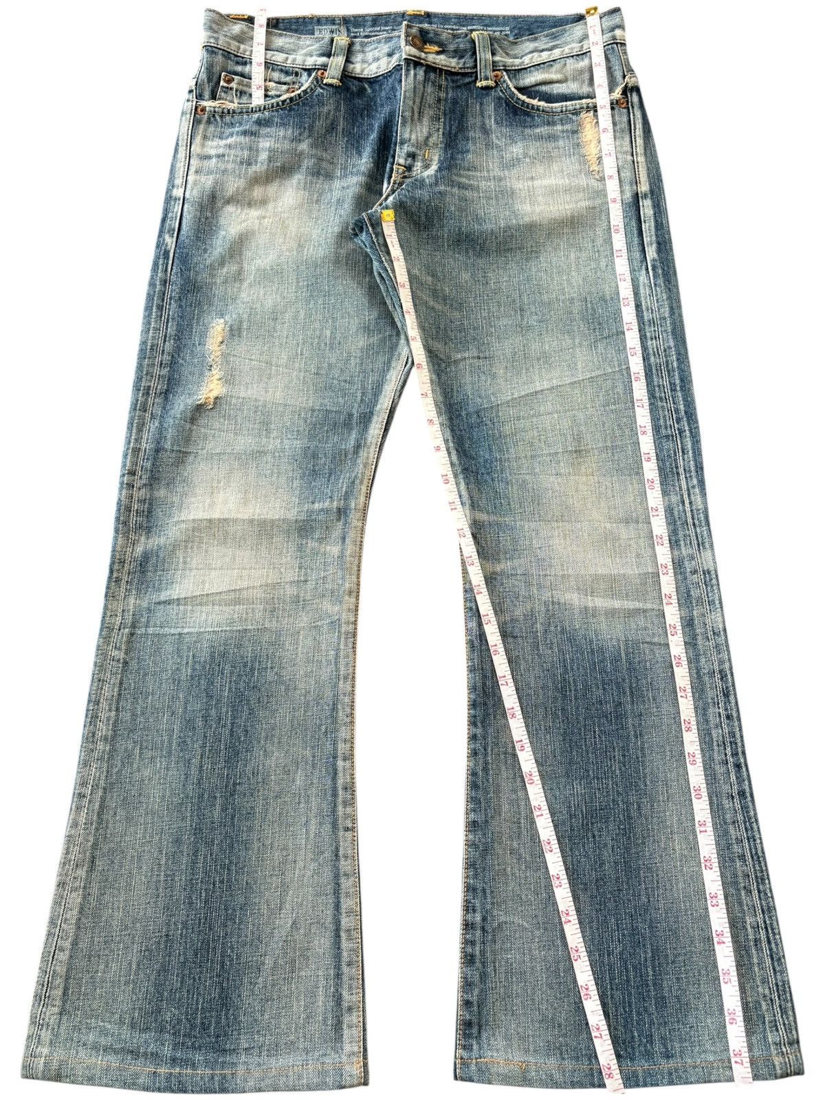 Edwin Vintage Edwin 503 Rusty Wash Distressed Flare Jeans Size 33" - 8 Thumbnail