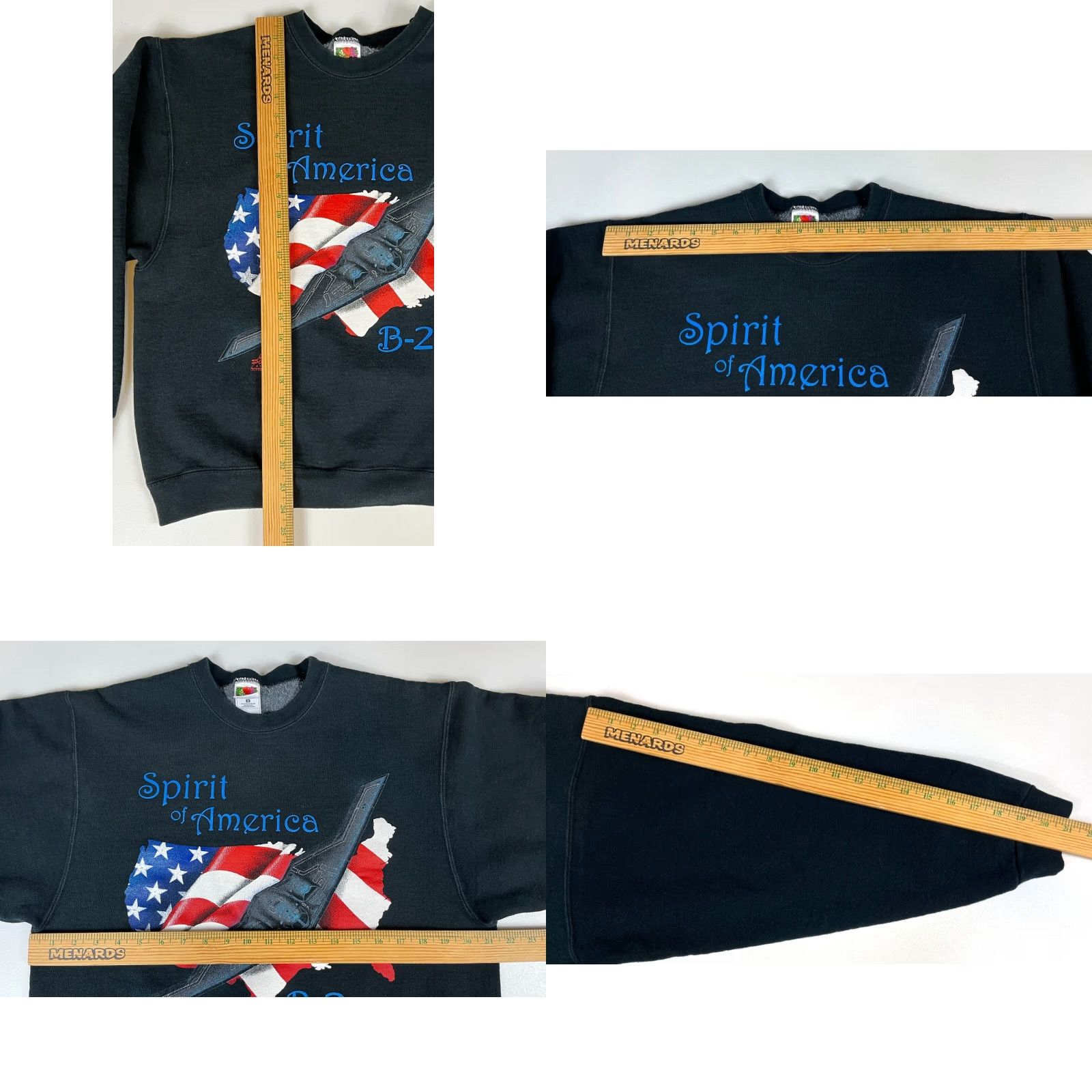 Fruit Of The Loom Men's Vintage Spirit of America B-2 Bomber Crewneck Sweatshirt Sz M Sweatshirt Black Cotton Blend Fleece Graphic Print Military 90s Mens Size US M / EU 48-50 / 2 - 8 Thumbnail