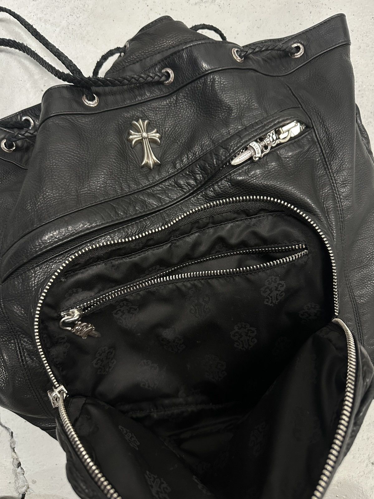 Chrome Hearts Chrome Hearts Flooded Leather Patch Drawstring Backpack Size ONE SIZE - 21 Thumbnail