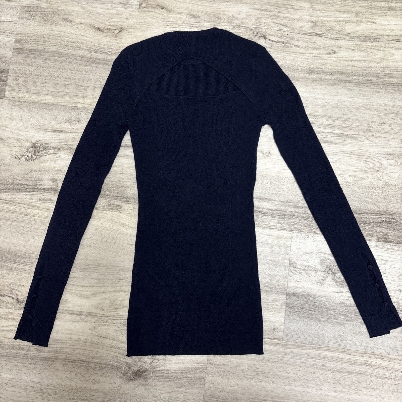 Other Lewit Wool Sweater Womens XS Blue Merino Pullover Cut Out Ba Size XS / US 0-2 / IT 36-38 - 6 Thumbnail