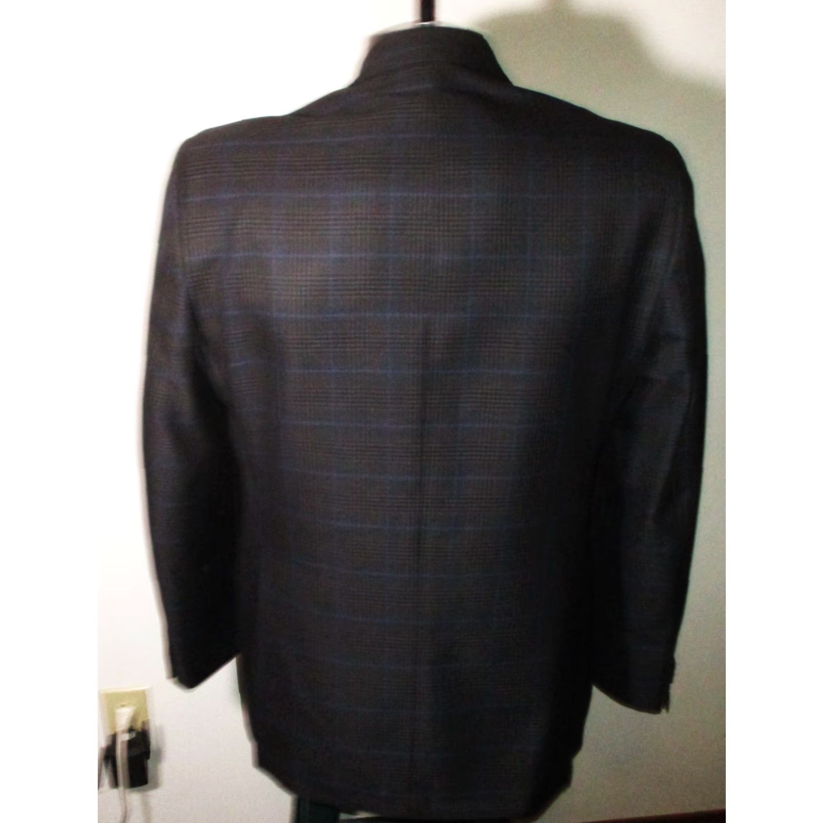 Michael Kors MICHAEL KORS Gray Blazer Jacket Mens 42 Long NWOT One Piece Coat Coat Blazer Jacket Mens Gray Blue Check 42 Long 2 Button Front 4 Button Cuffs Size 42R - 5 Thumbnail