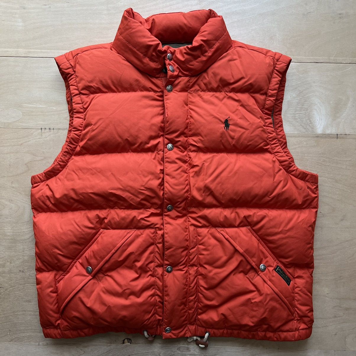 image of Polo Ralph Laurent Puffer Vest Orange Full Zip Insulated Down, Men's (Size XL)