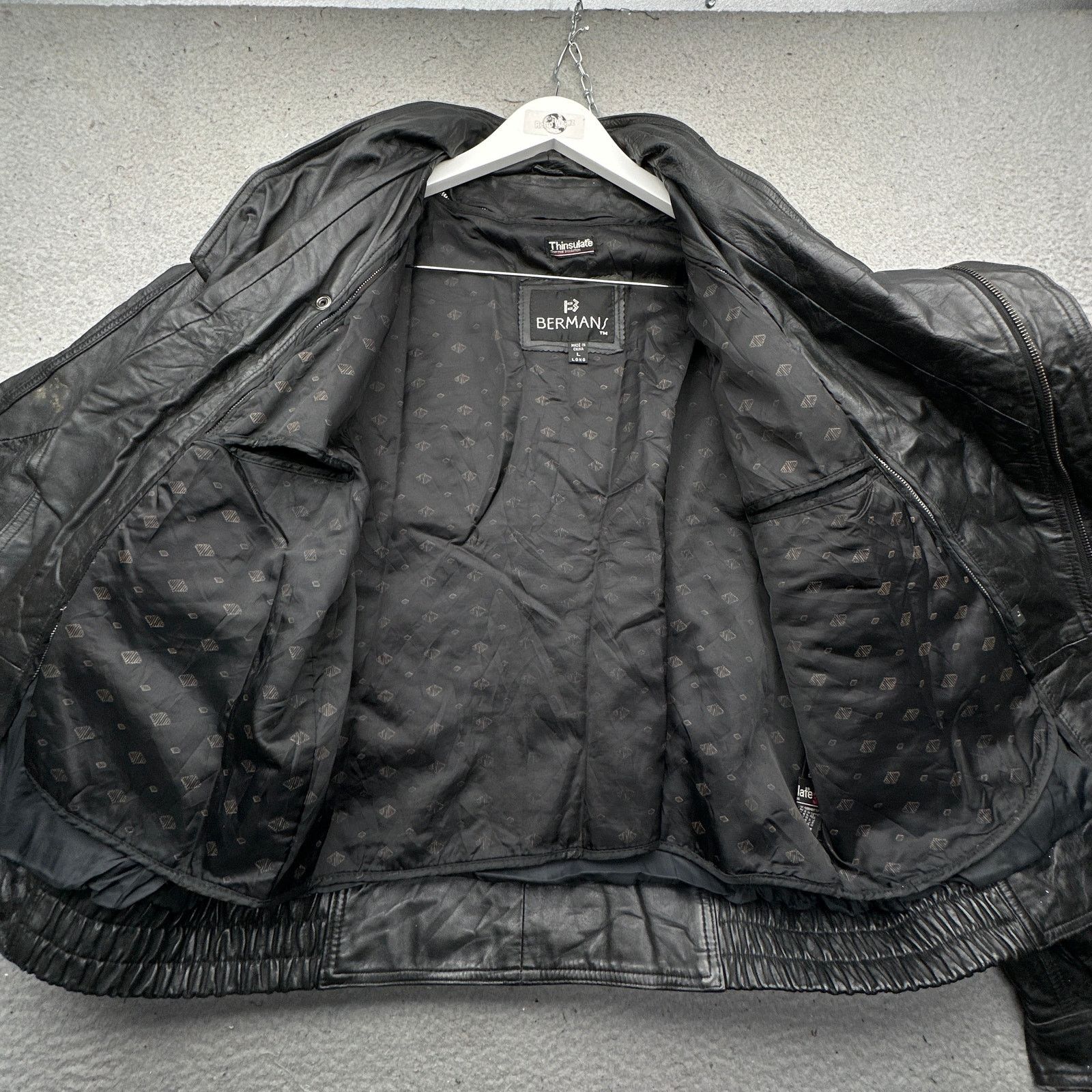 Other VTG Bermans Thinsulate Leather Moto Jacket Large Long Rider Size US L / EU 52-54 / 3 - 11 Thumbnail