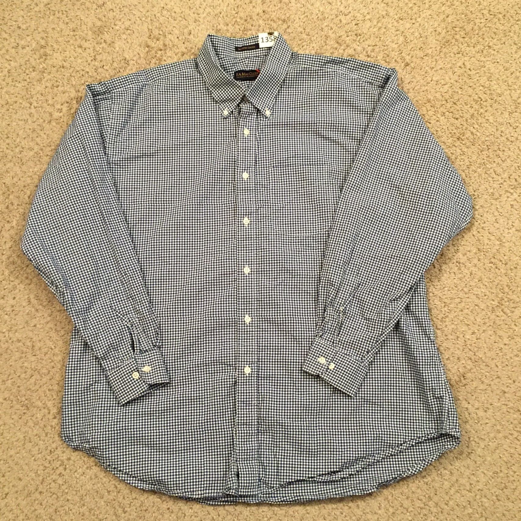Vintage FA MacCluer Shirt Mens XXL Blue Plaid Long Sleeve Button Down Size US XXL / EU 58 / 5 - 2 Thumbnail