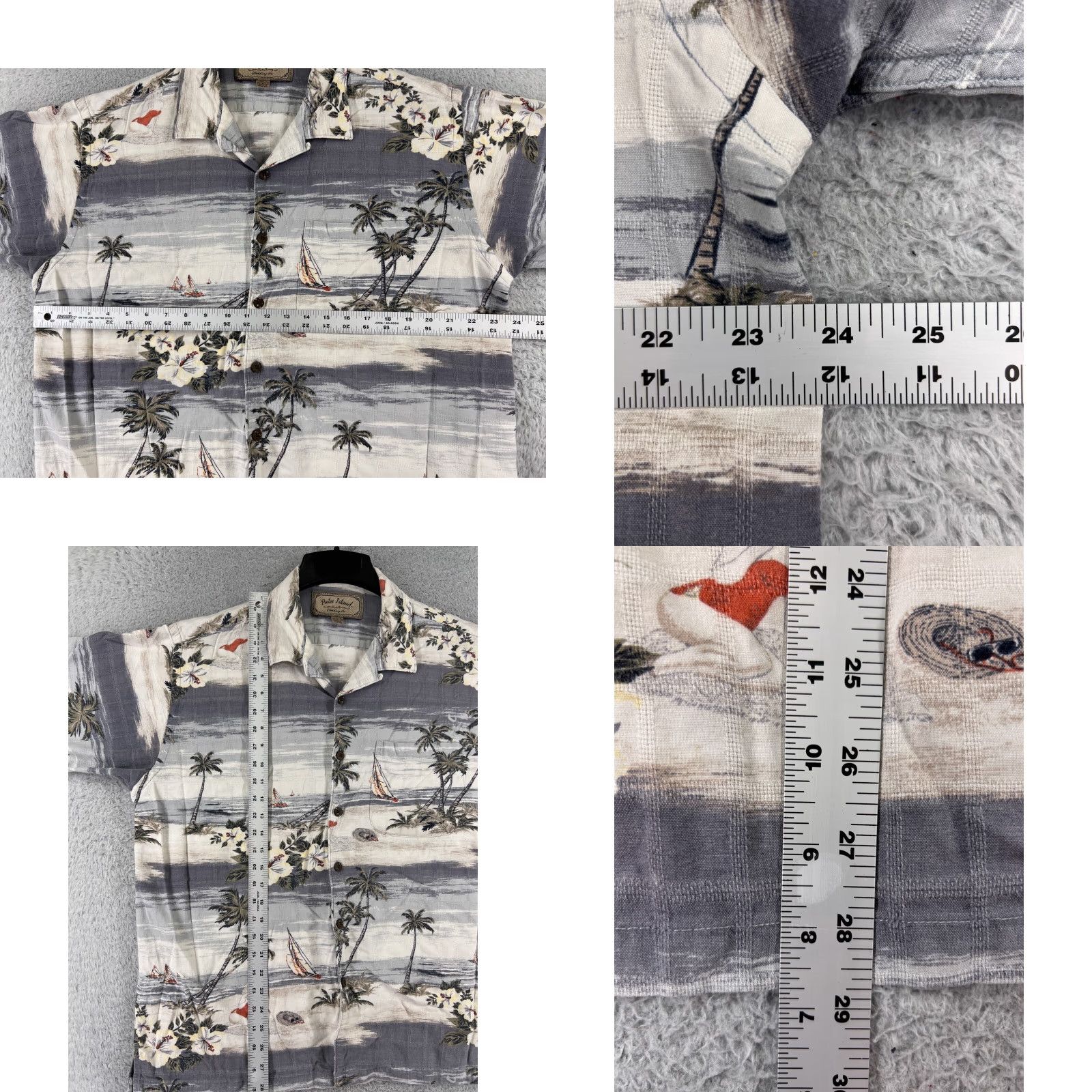 Vintage Palm Island Shirt Men's Beige Gray Hawaiian Cotton Blend Button-Up Short Sleeve Aloha Floral - 40 Chest, L Size US L / EU 52-54 / 3 - 8 Thumbnail