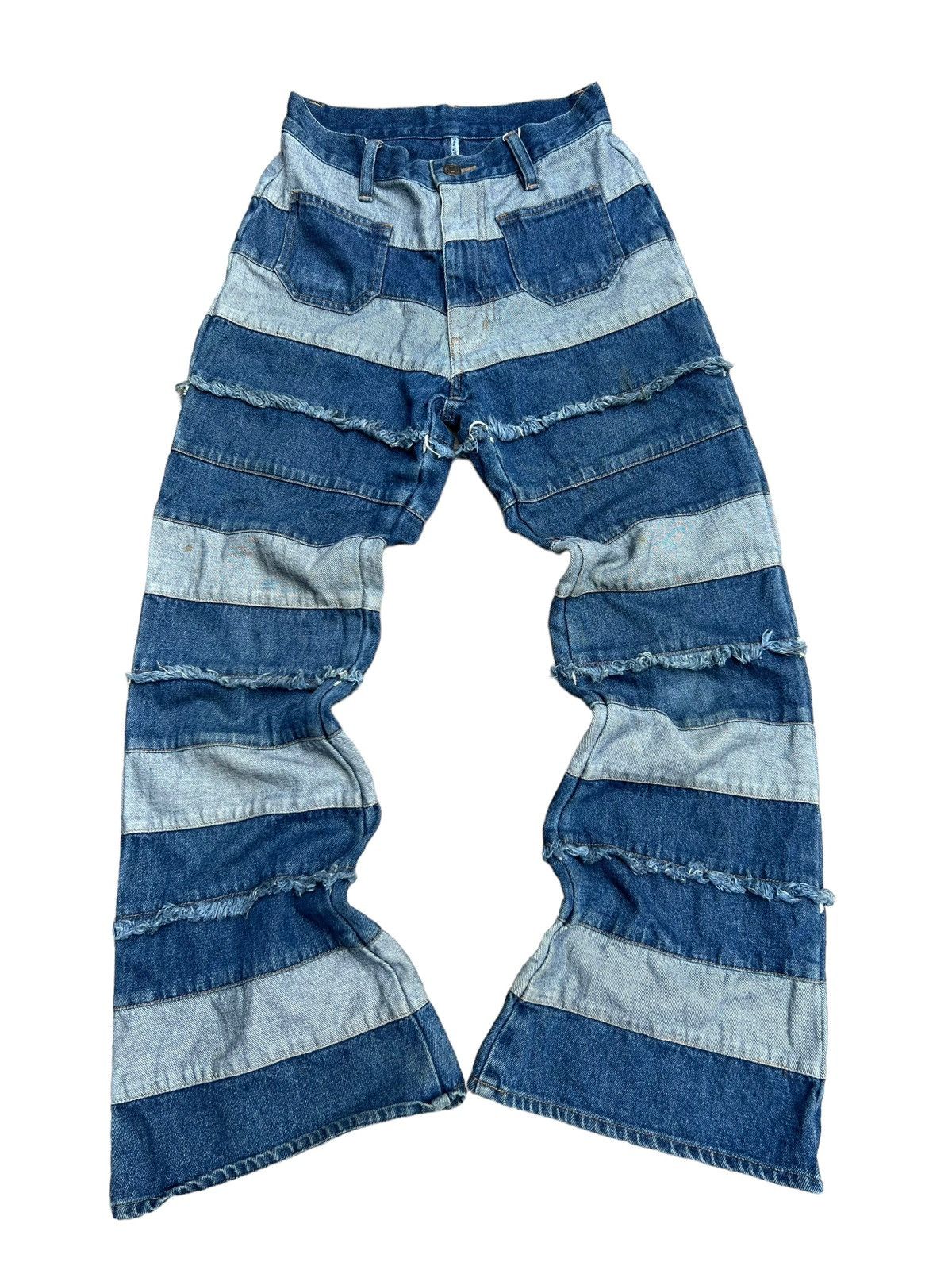 image of If Six Was Nine x Le Grande Bleu L G B Japanese Distressed Flared Hagi Denim Pants, Women's (Size 2