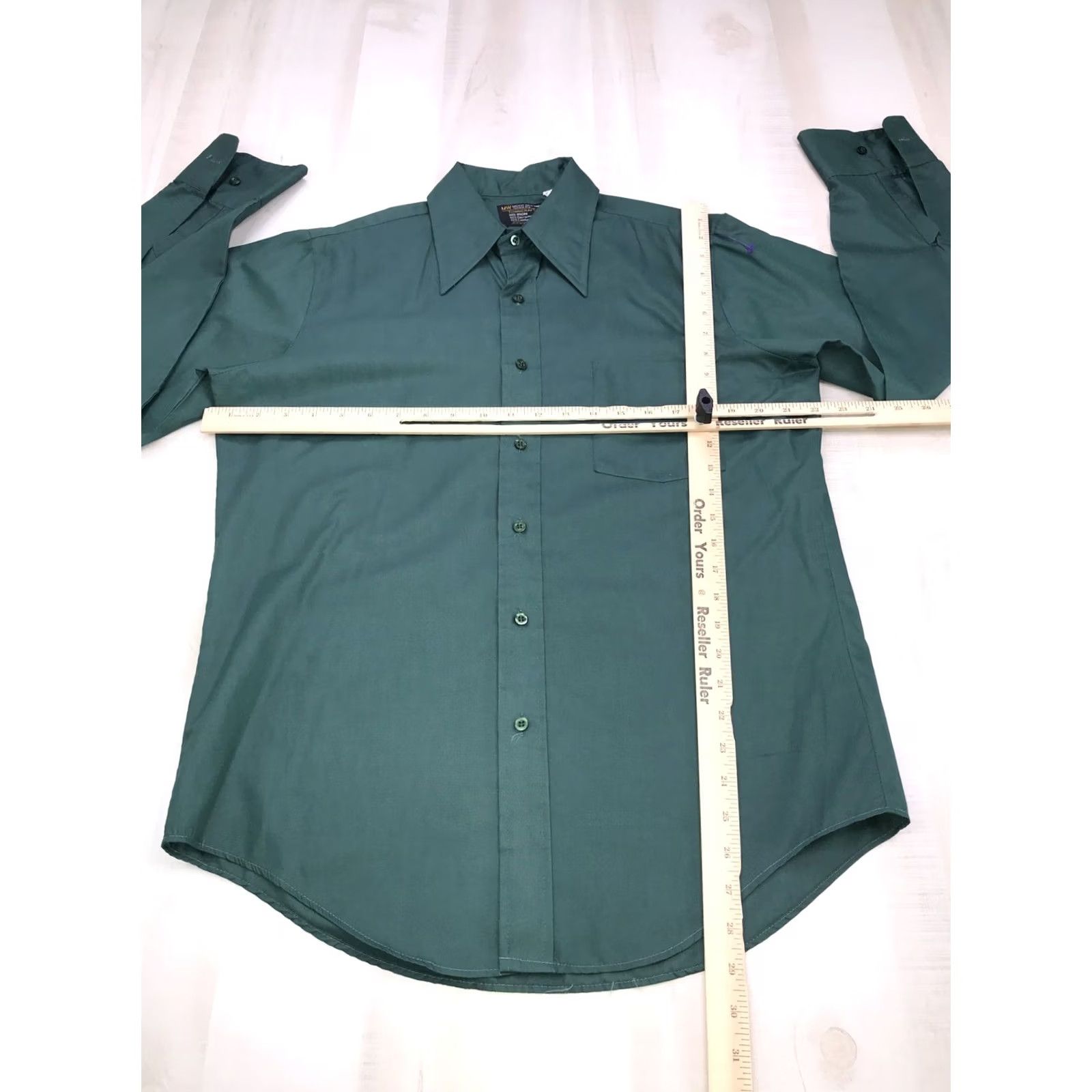 Vintage VINTAGE Towncraft Button-Up Shirt Mens Green 60s 70s Barrel Cuff No Iron Regular M Size US M / EU 48-50 / 2 - 3 Thumbnail