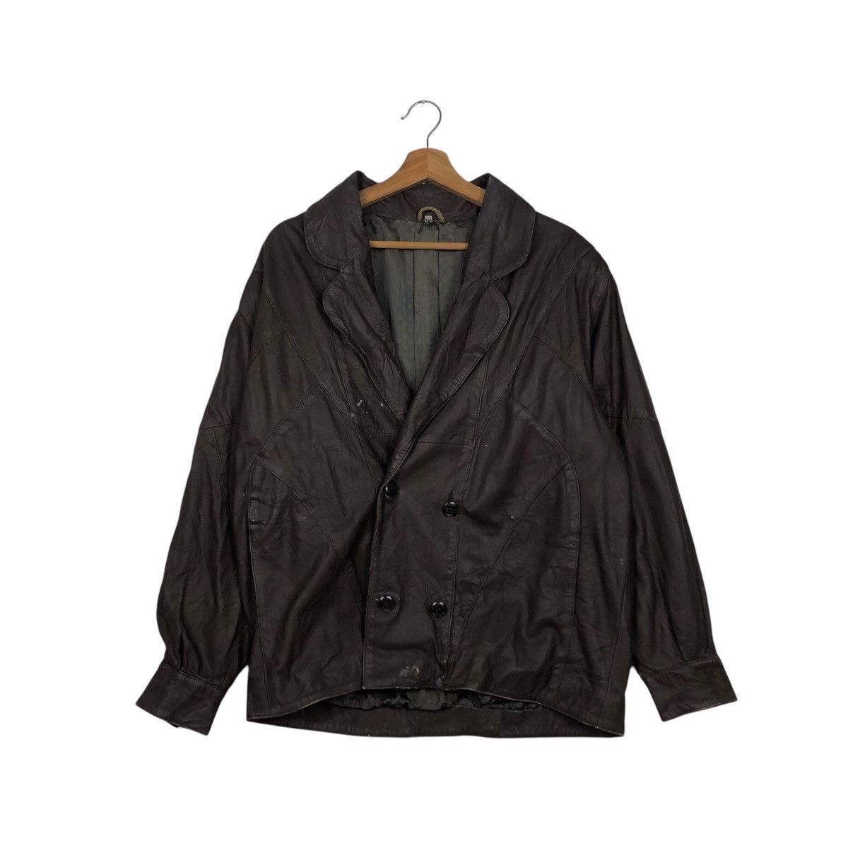 Japanese Brand 📌Vintage Leather Jacket Delta Double Breast Size US M / EU 48-50 / 2 - 2 Thumbnail