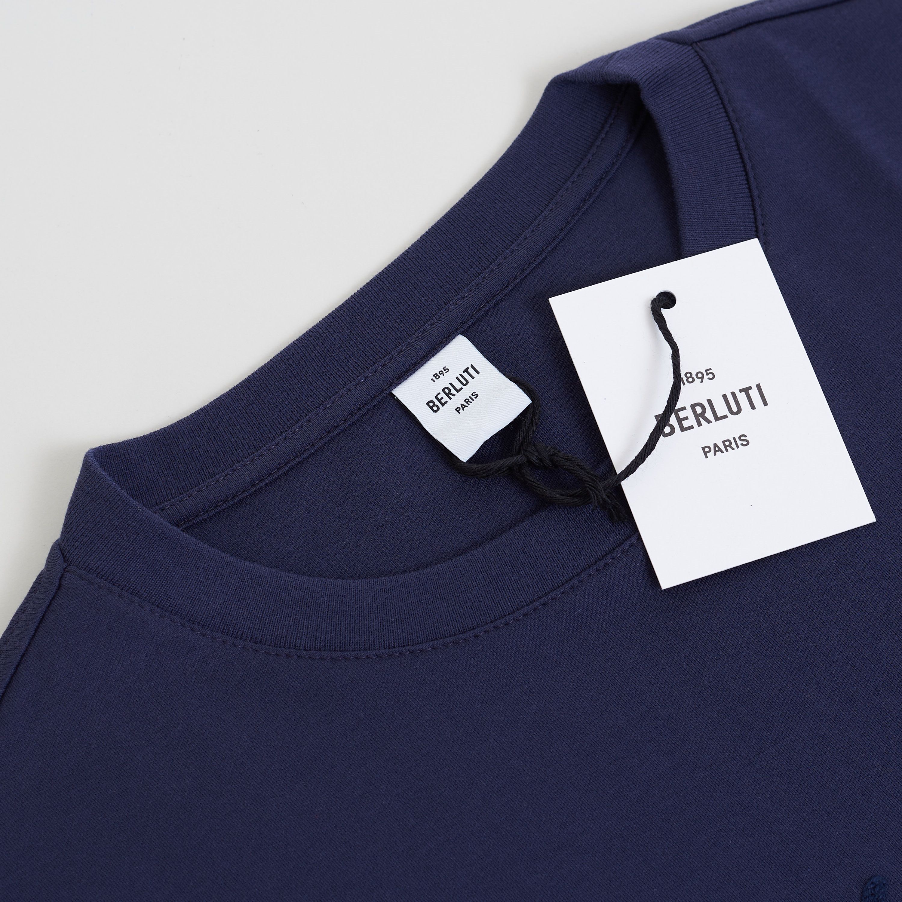 Berluti Oversized Logo Embroidery T-Shirt In Ink Blue Cotton Size US M / EU 48-50 / 2 - 9 Thumbnail