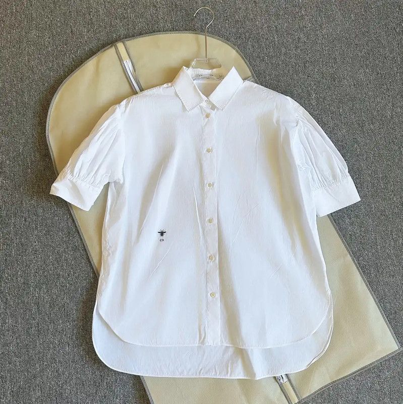 Dior Dior White Cotton Logo Floral Short Sleeve Shirt 0089 Size L / US 10 / IT 46 - 1 Thumbnail