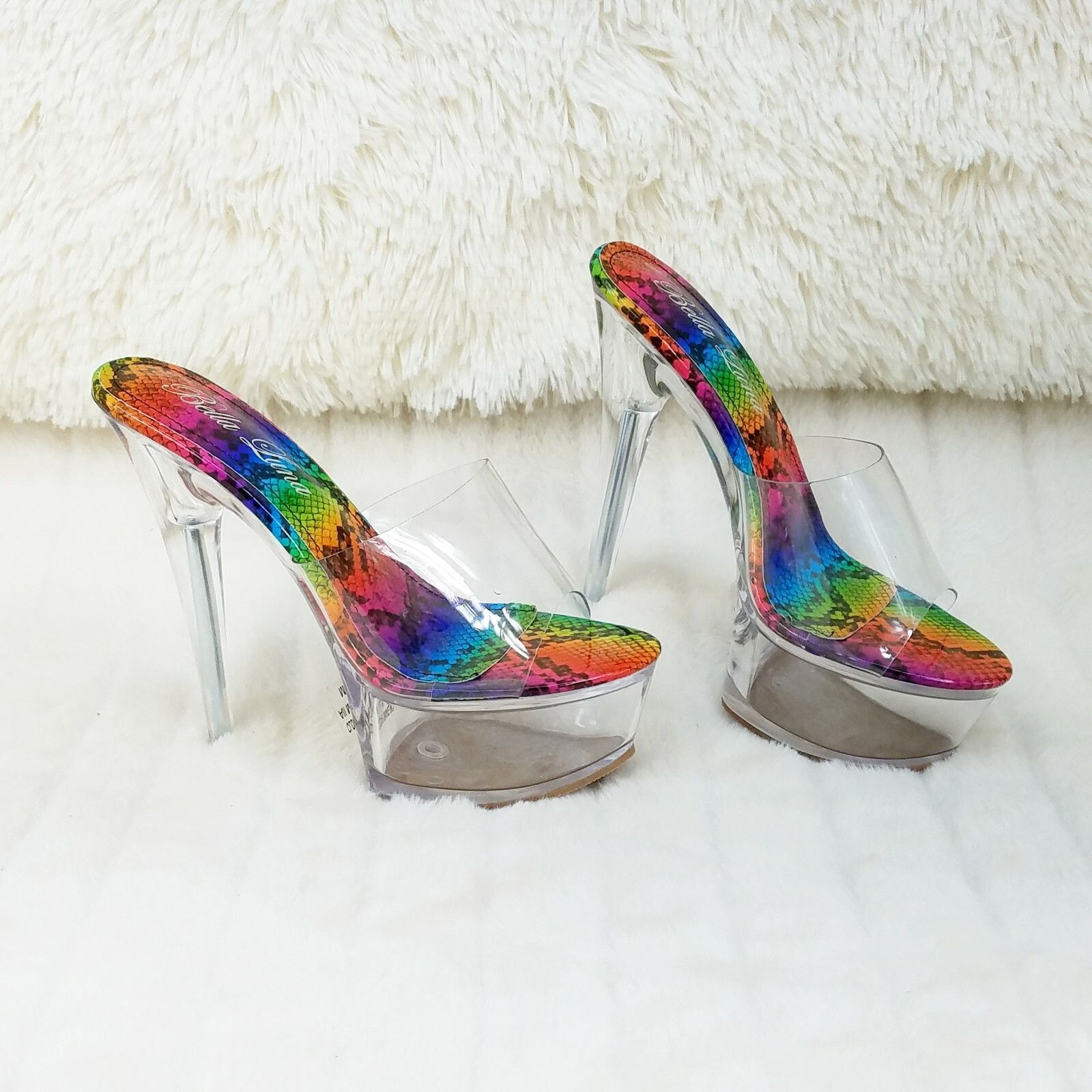 Other Cloud Clear Platform 6" High Heels Rainbow Snake Foot-bed Sl Size US 11 / IT 41 - 8 Thumbnail