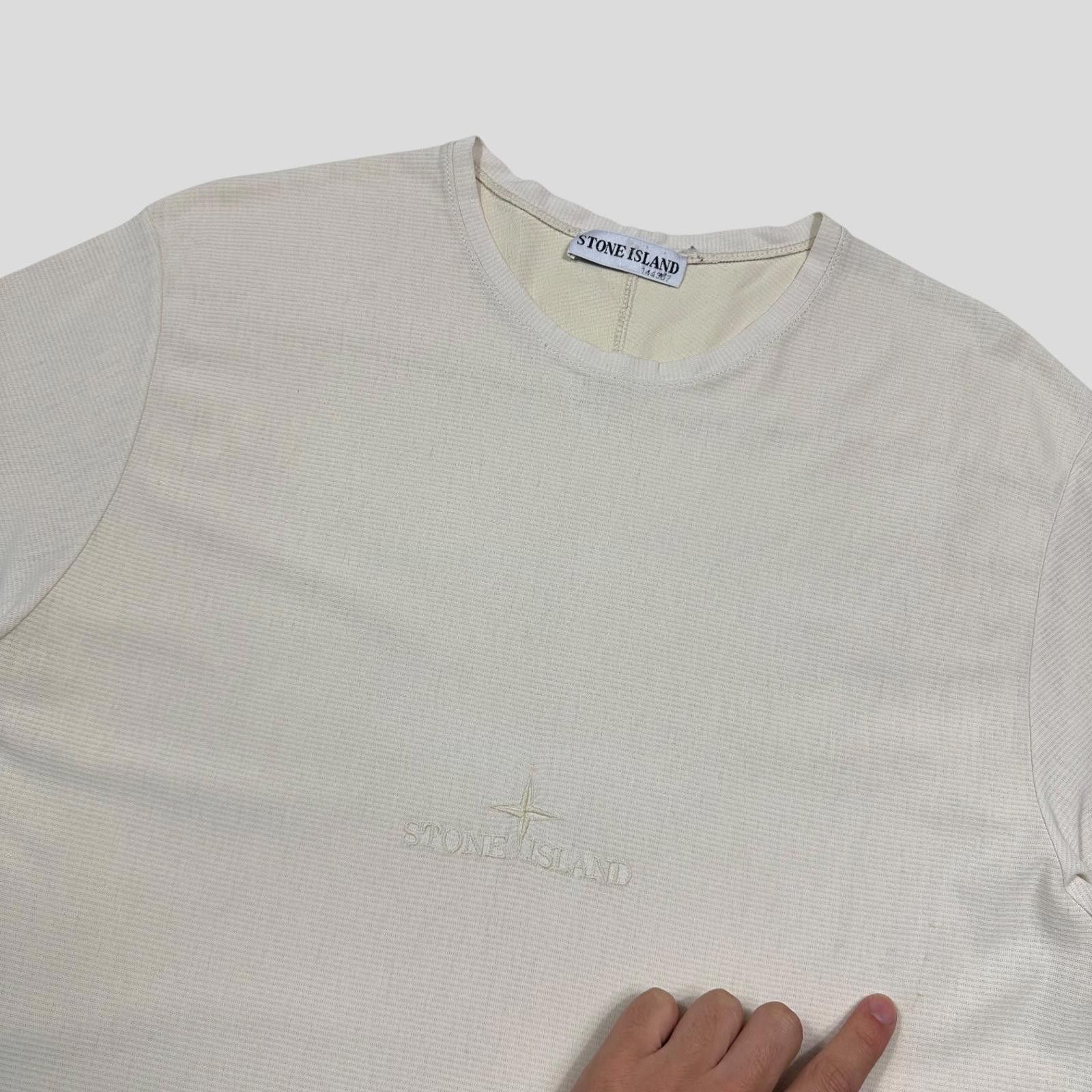 Stone Island Stone Island 2003 Textured Cotton Logo T-shirt - L/XL Size US XL / EU 56 / 4 - 2 Thumbnail