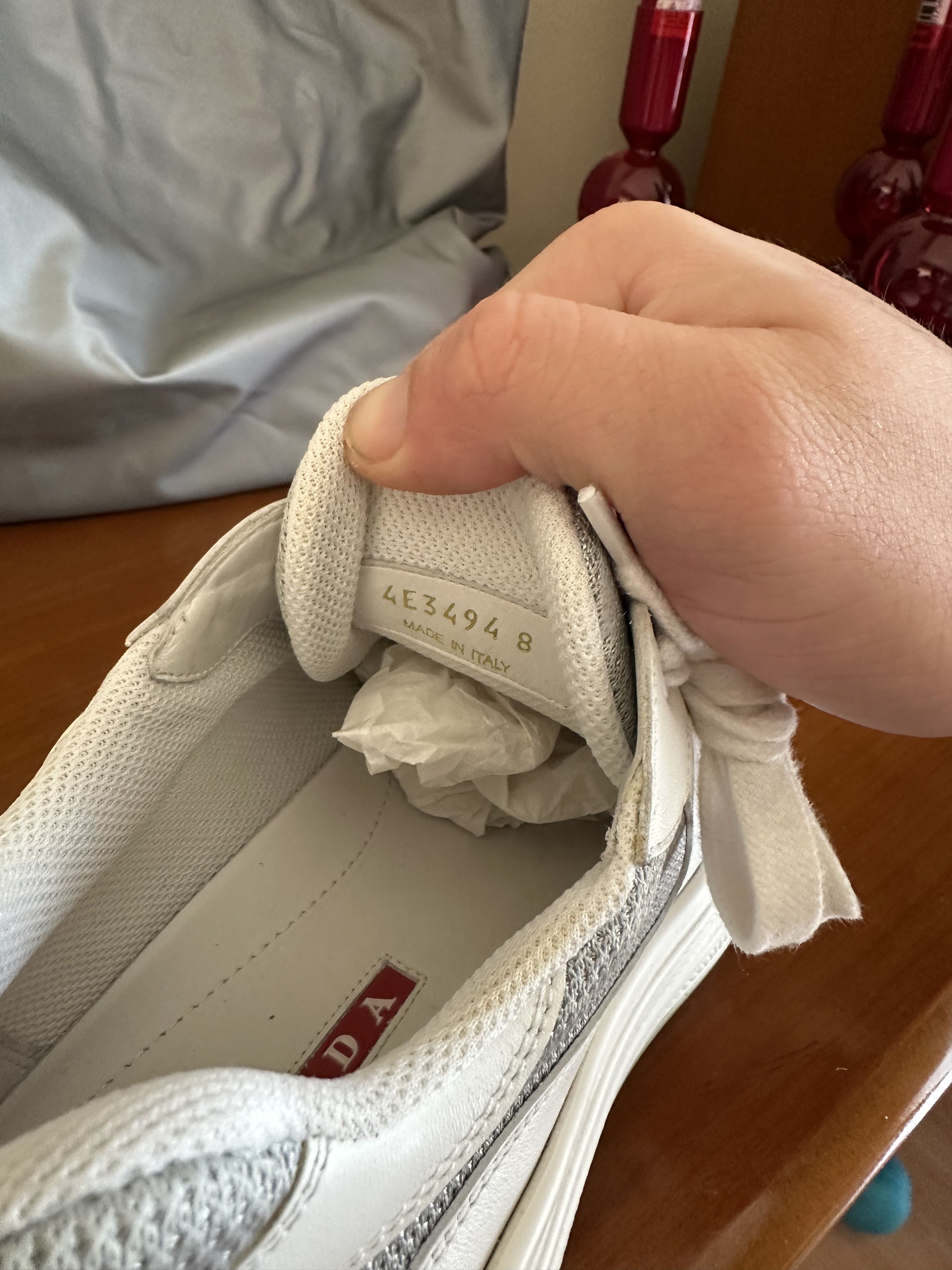 Prada Prada America’s Cup-Style Sneakers – White / Grey (4E3494) Size US 8.5 / EU 41-42 - 2 Thumbnail