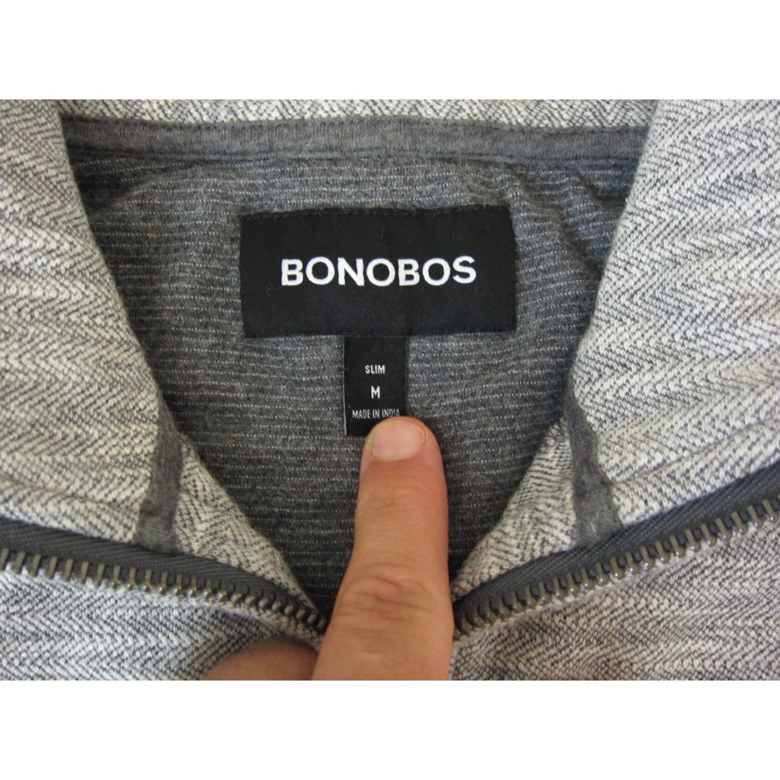Bonobos Bonobos Sweater Mens Adult Medium Gray Full Zip Up Cotton Polyester Fleece Slim Knit High Neck Casual Fall Winter M Size US M / EU 48-50 / 2 - 7 Thumbnail