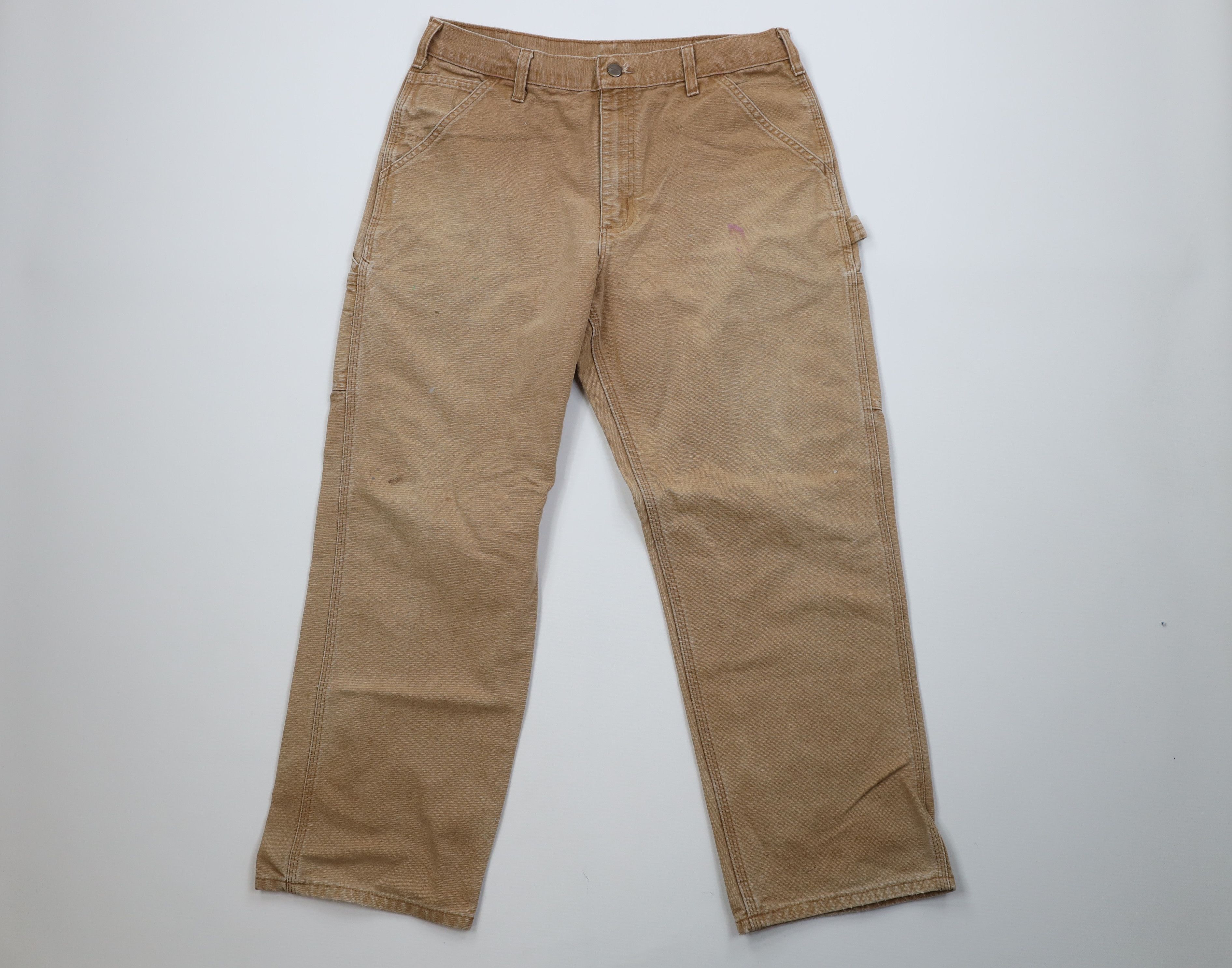 Vintage 90s Carhartt Wide Leg Dungaree Pants Duck Brown