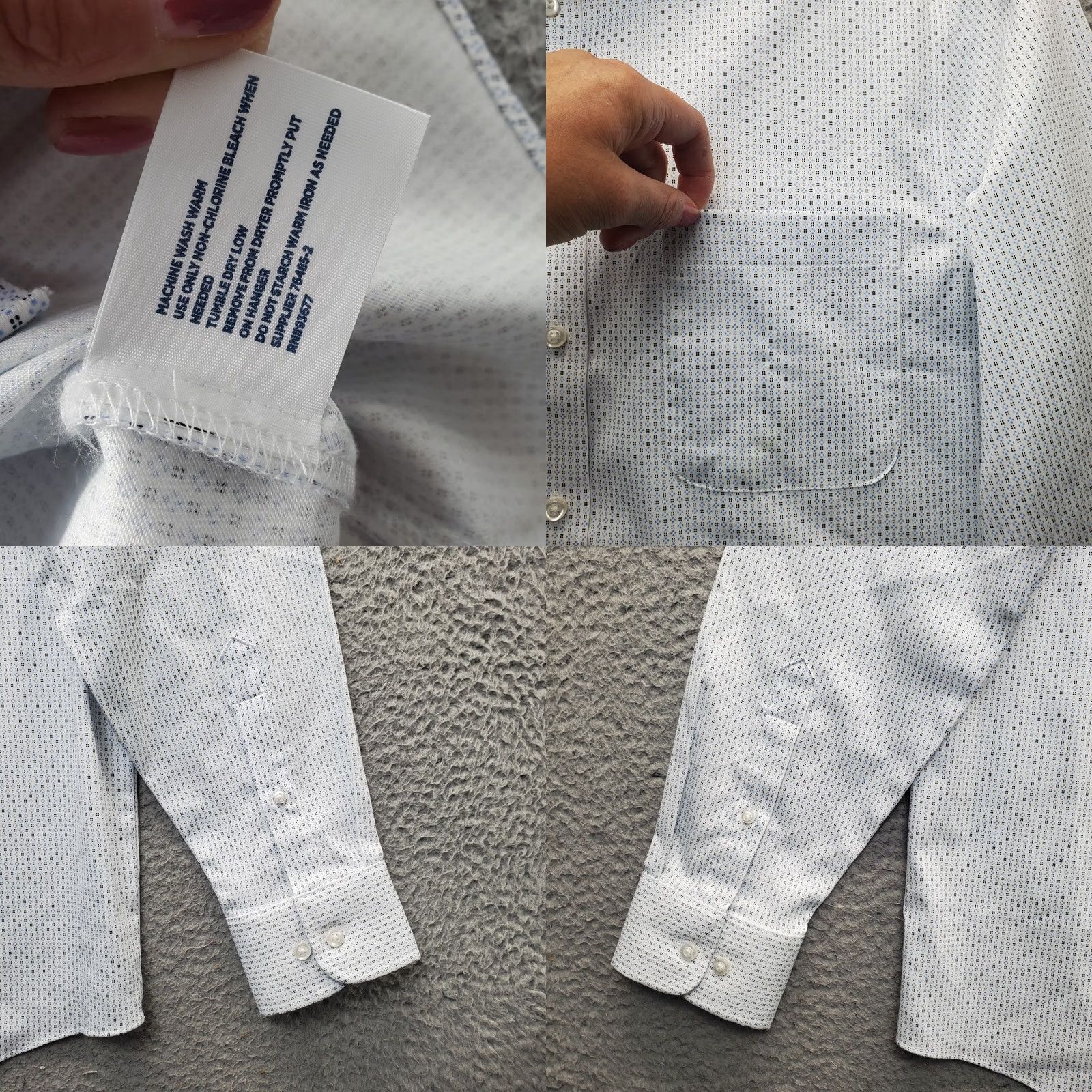 Stafford Stafford Dress Shirt Mens M Multi Regular Fit Sweat Repel Collar Button Up Size 40R - 8 Thumbnail