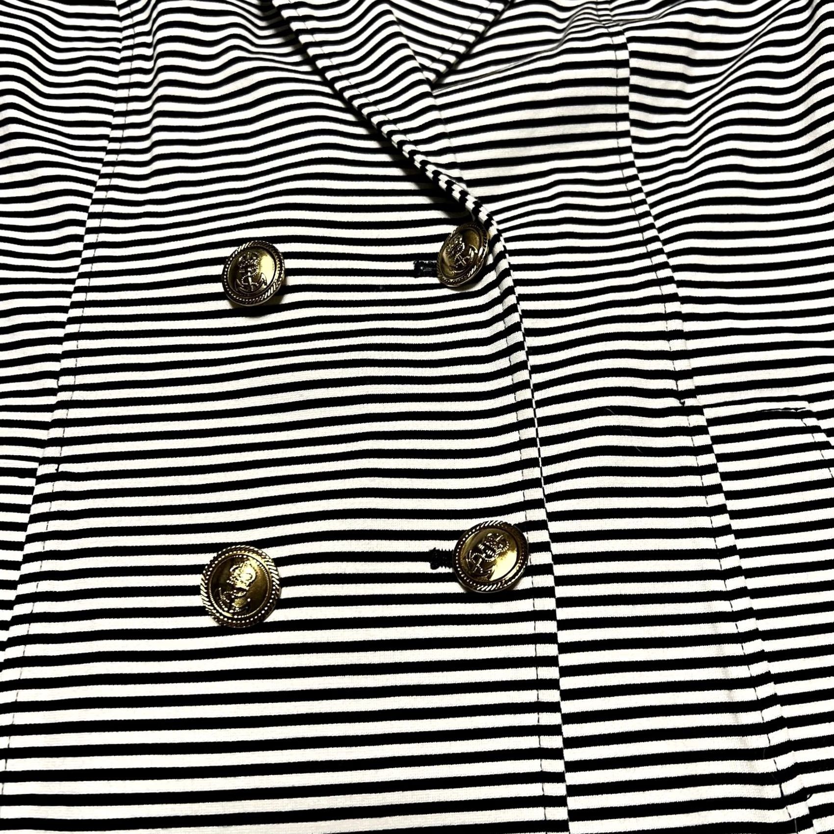 Vintage Cabi Life Jacket Blazer Womens Large 823 Nautical Striped Gold Button 3/4 Sleeve Size L / US 10 / IT 46 - 2 Thumbnail