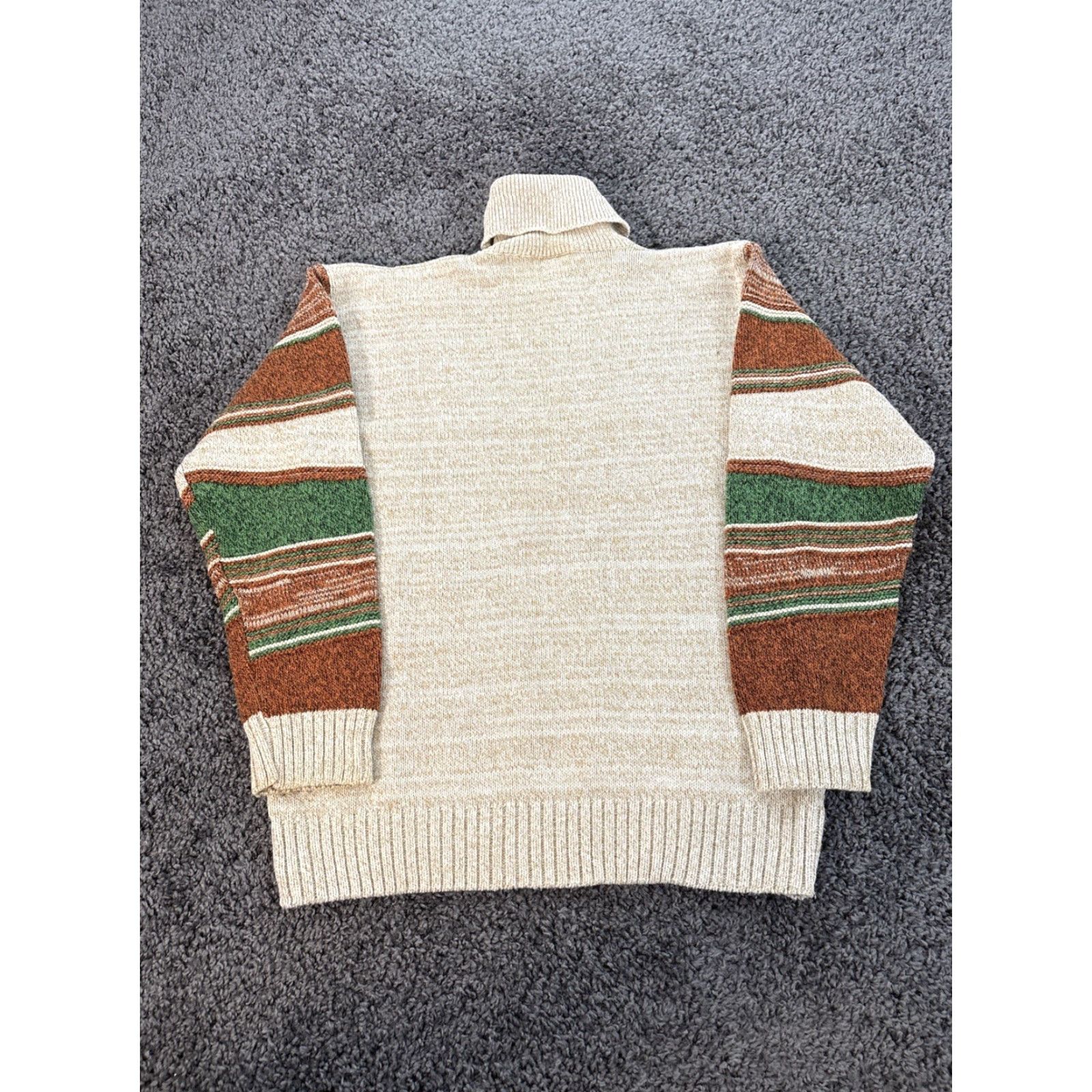 Coogi VINTAGE Kervan Sweater Cardigan Turtleneck Striped Lambswool XL Mens Ivory Abstract Style Size US XL / EU 56 / 4 - 6 Thumbnail