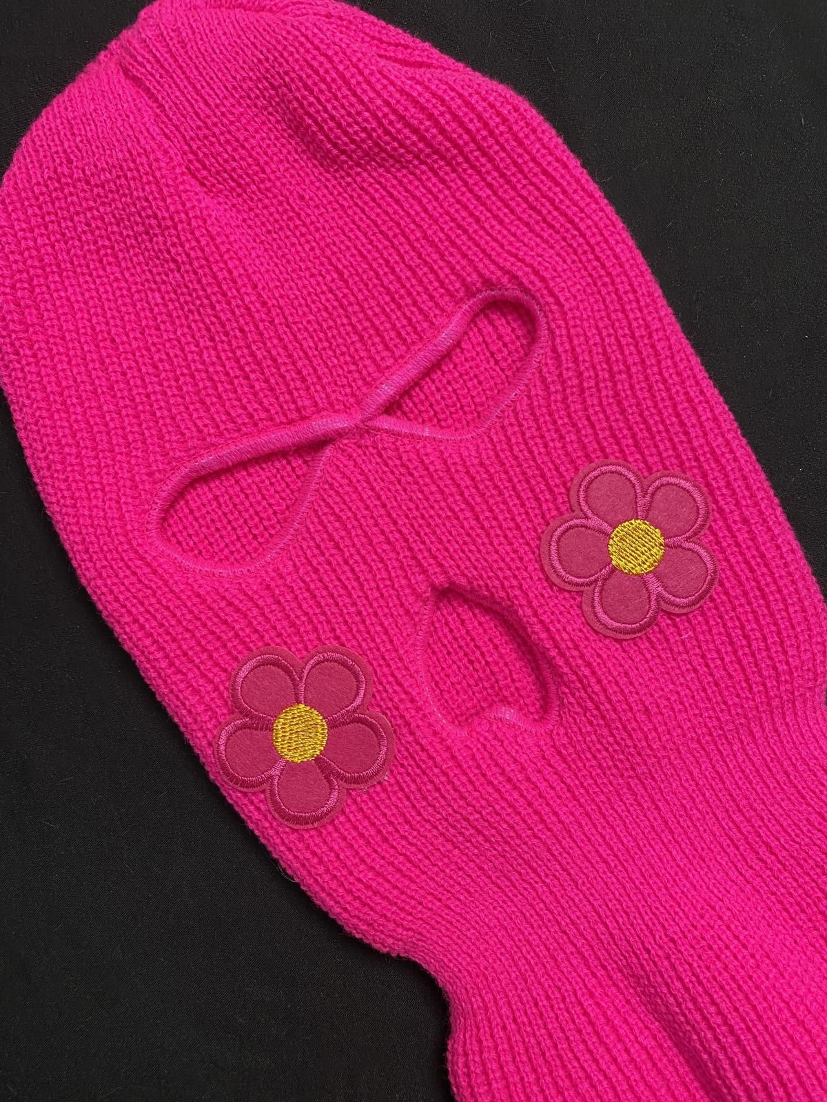 Designer Rare Flower Graphic Balaclava Ski Mask Rose Red OS Size ONE SIZE - 2 Thumbnail