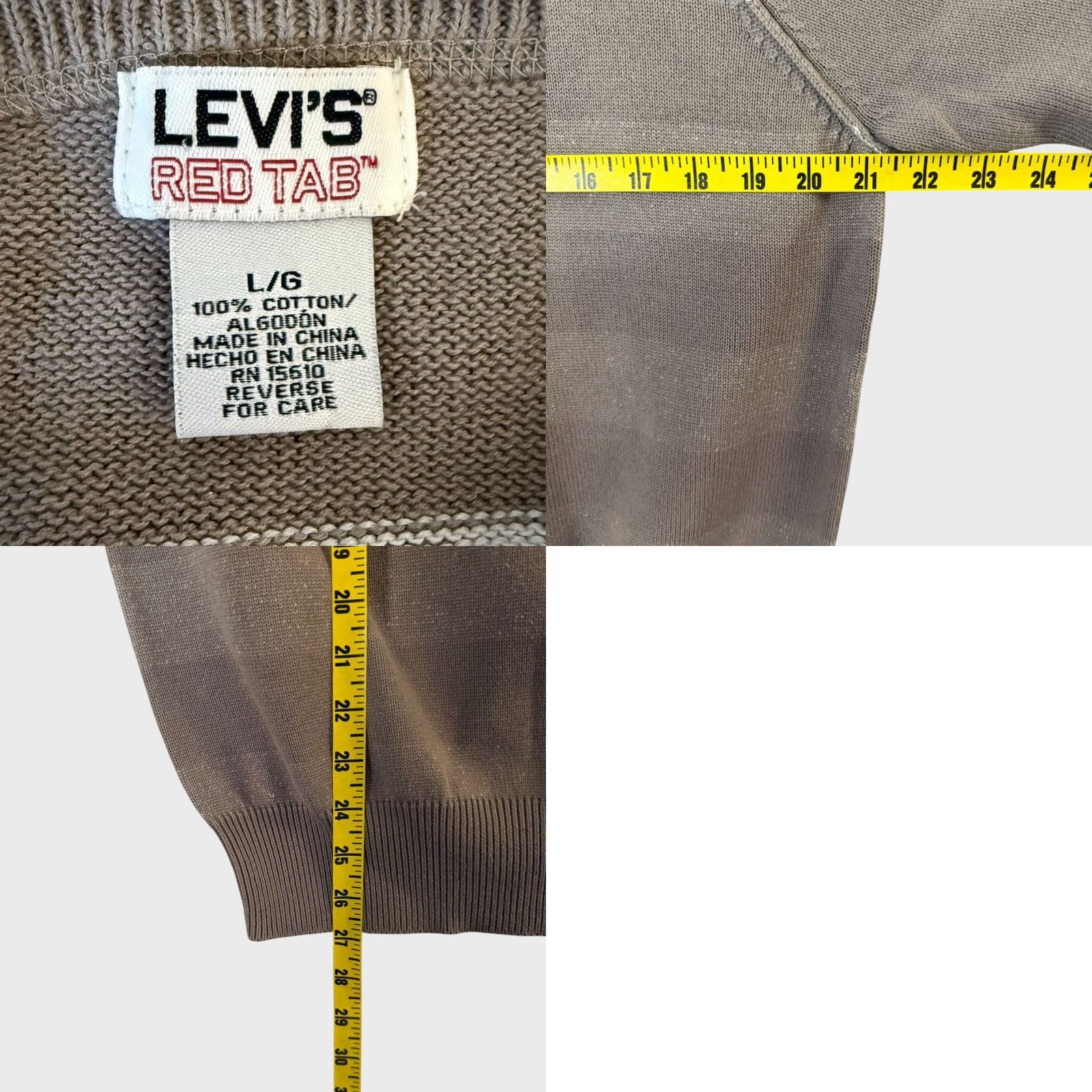 Levi's VINTAGE Levi's Sweater Crewneck Raglan Long Sleeve Men's Large Tan Cotton City Classic Preppy Fall Winter Size US L / EU 52-54 / 3 - 8 Thumbnail