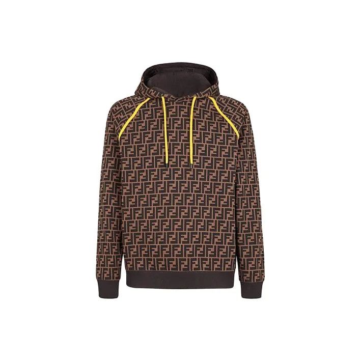 Fendi Fendi Brown Cotton Hooded Sweatshirt for Men 0079 Size US XL / EU 56 / 4 - 1 Thumbnail
